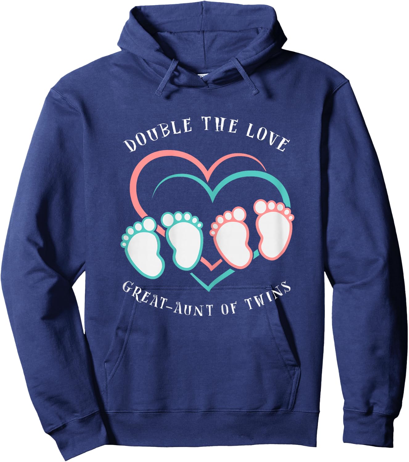 Double The Love New Great-Aunt of Twins Hoodie - Hoodie | Navy