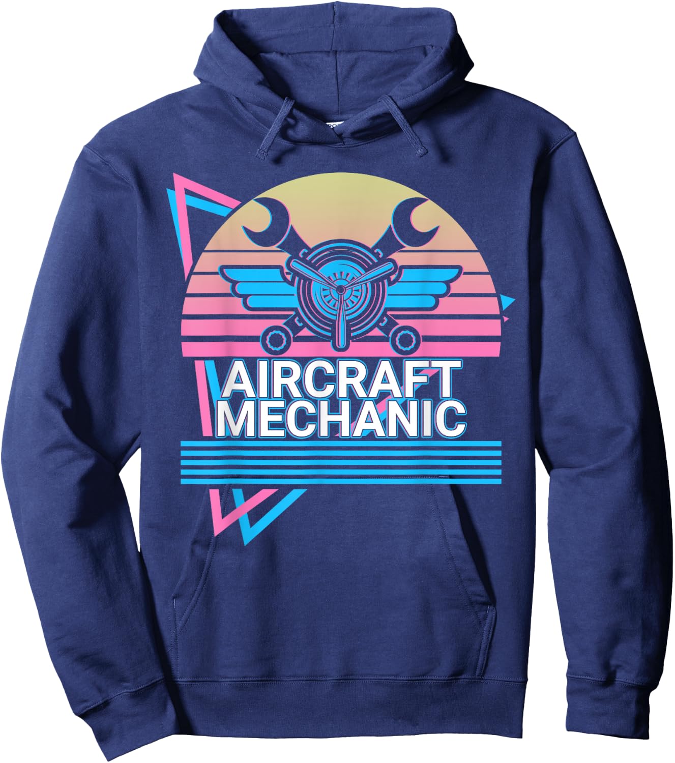 Aircraft Mechanic Aviation Retro Hoodie - Hoodie | Navy