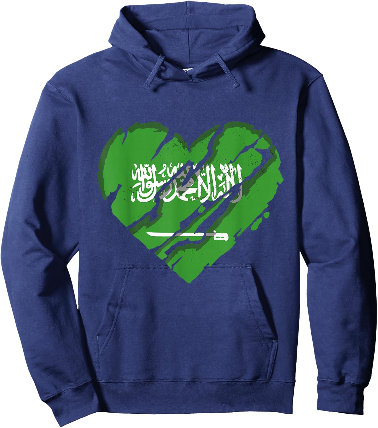 Saudi Arabia Heart Saudi Arabian Flag KSA Pride Hoodie - Hoodie | Navy