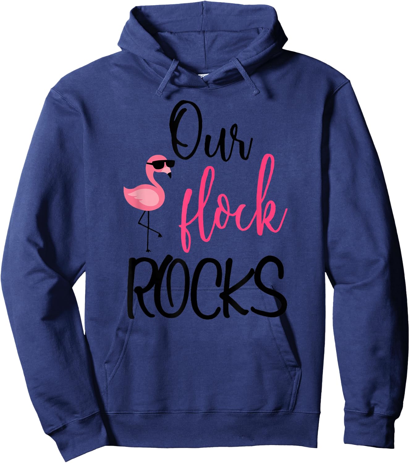 Our Flock Rocks Flamingo Mother's Day Gift Hoodie - Hoodie | Navy