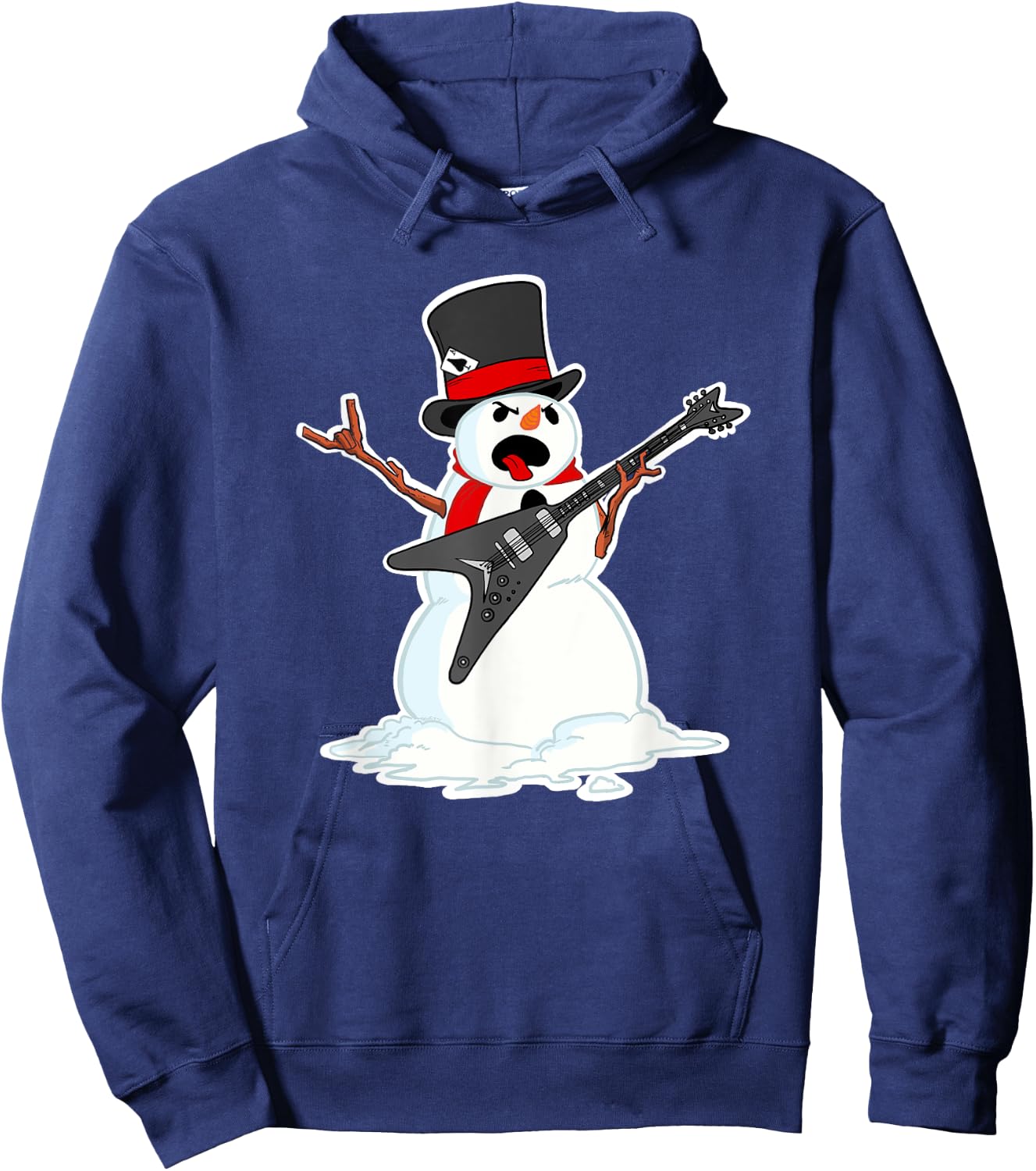 Metal Christmas Funny Heavy Metal Snowman Hoodie - Hoodie | Navy