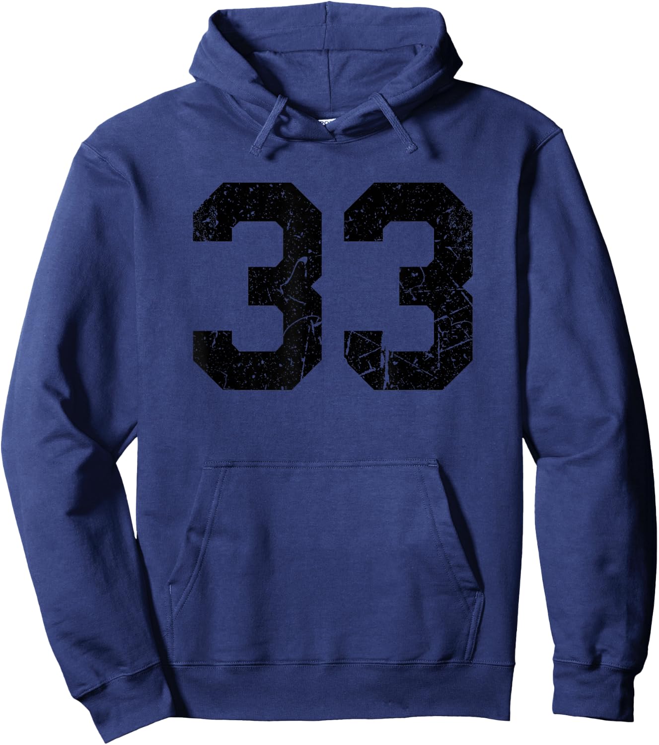 Distressed Number #33 Black Varsity Number Hoodie - Hoodie | Navy
