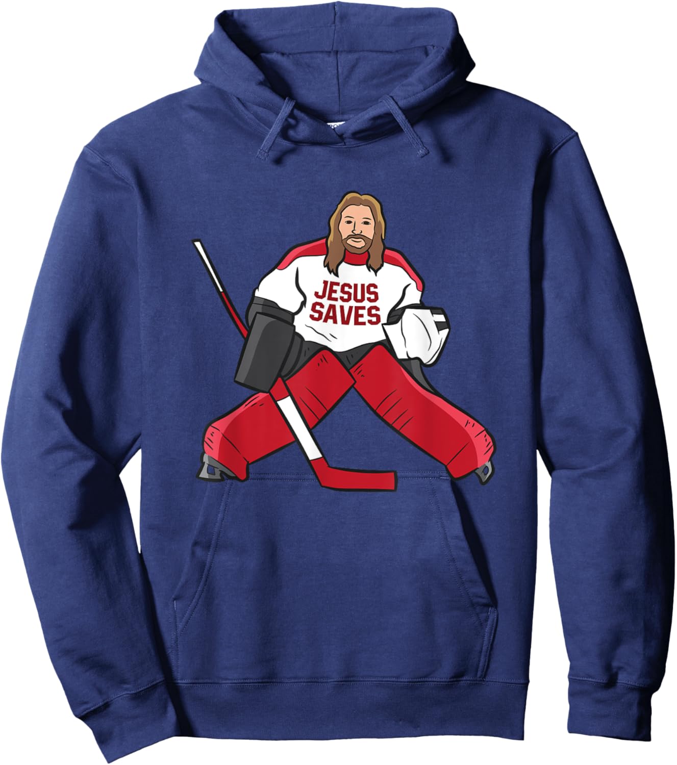 Funny Hockey Jesus Saves Hockey Goalie Hoodie - Hoodie | Navy