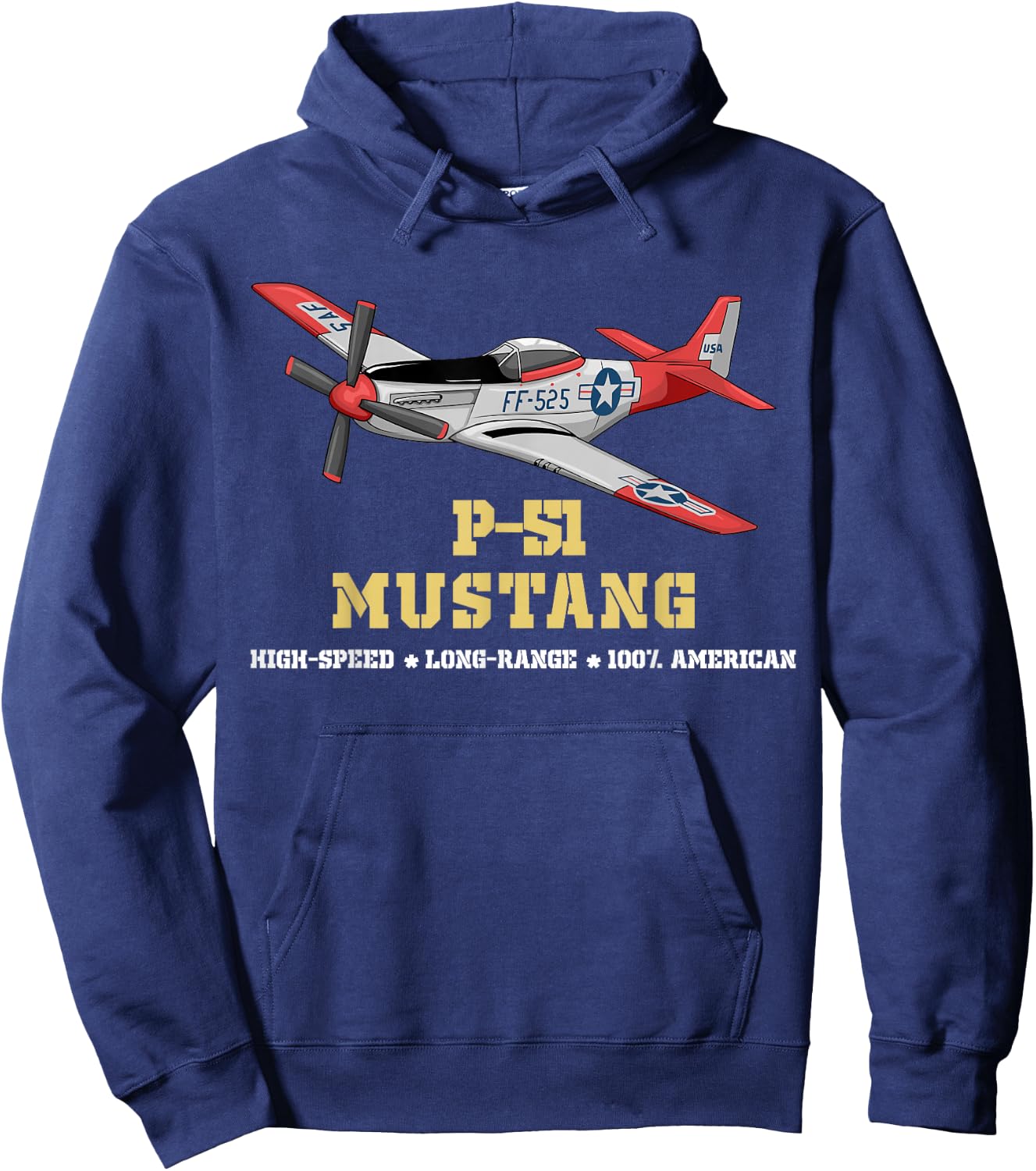 P-51 Mustang World War II Fighter Bomber Hoodie - Hoodie | Navy