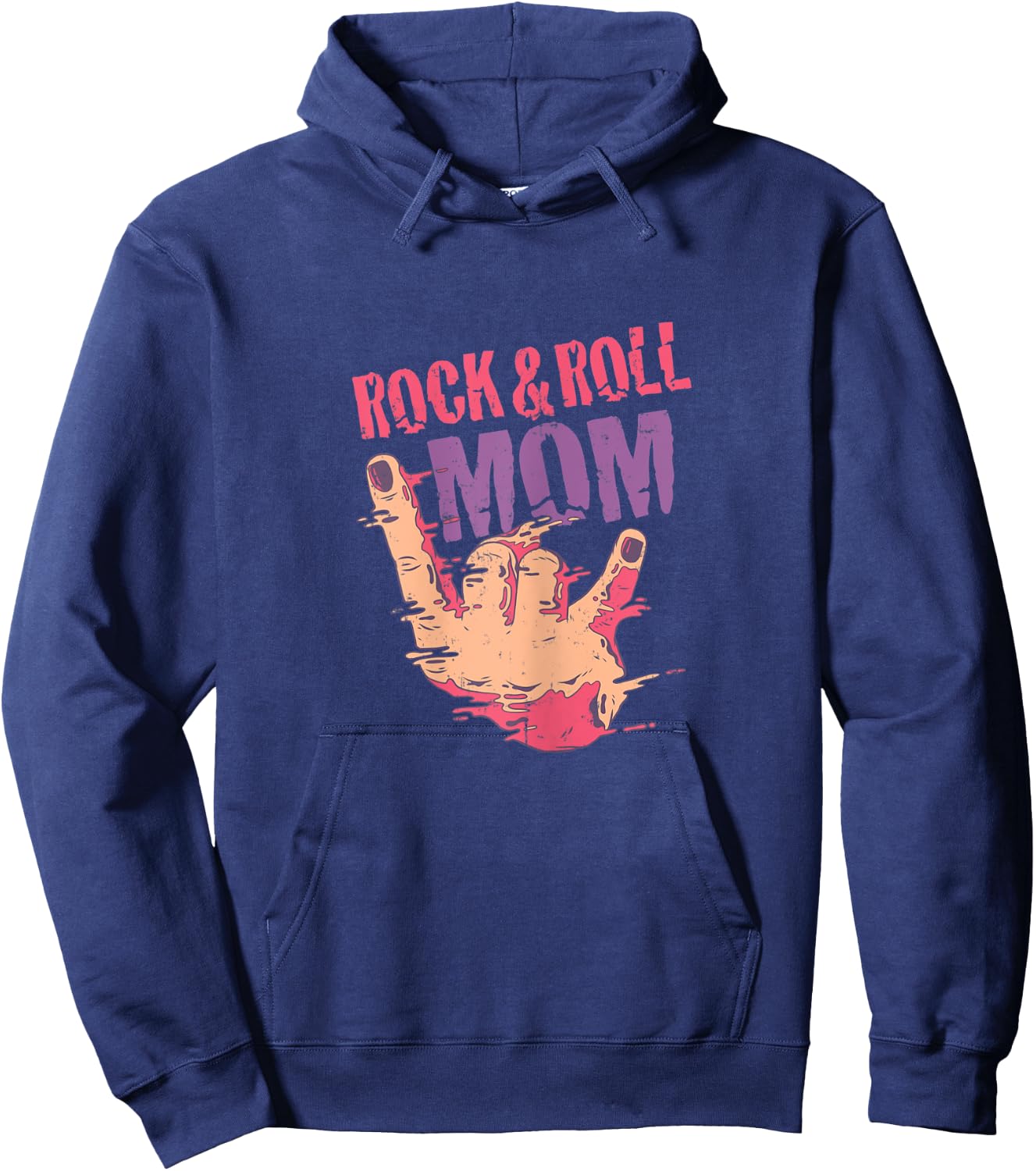 Rock n Roll Mom Rock and Roll Forever Hand Sign Hoodie - Hoodie | Navy