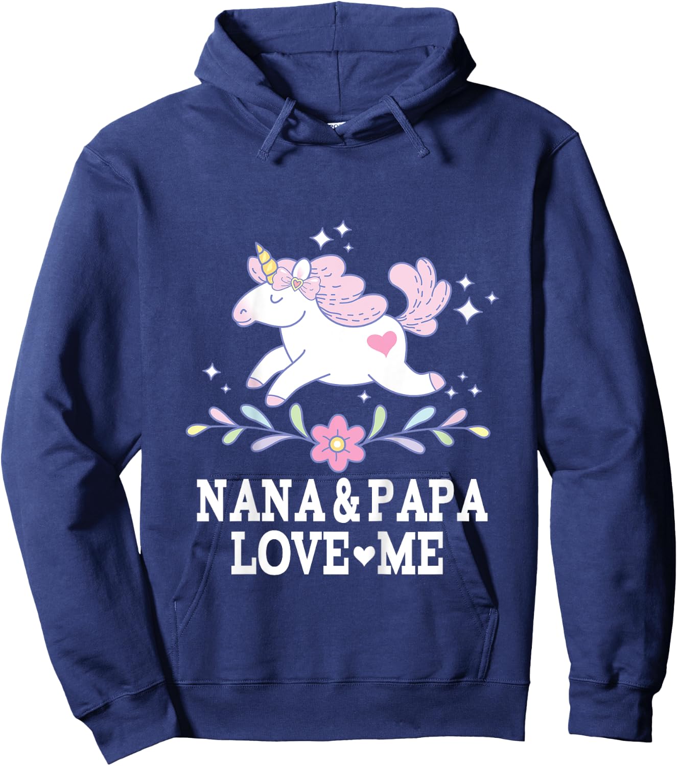 Nana and Papa Love Me Granddaughter Unicorn Hoodie - Hoodie | Navy