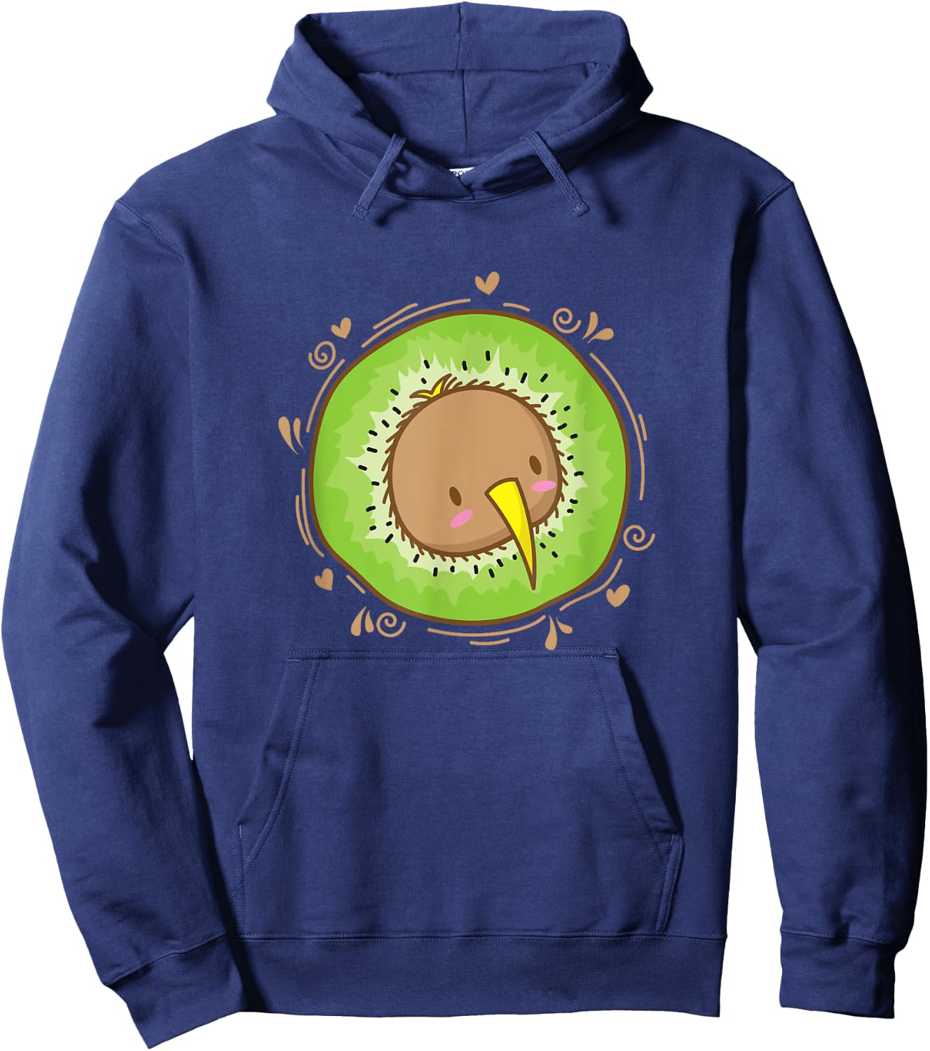 Kiwi Bird Head with Kiwi Fruit Hoodie - Hoodie | Navy