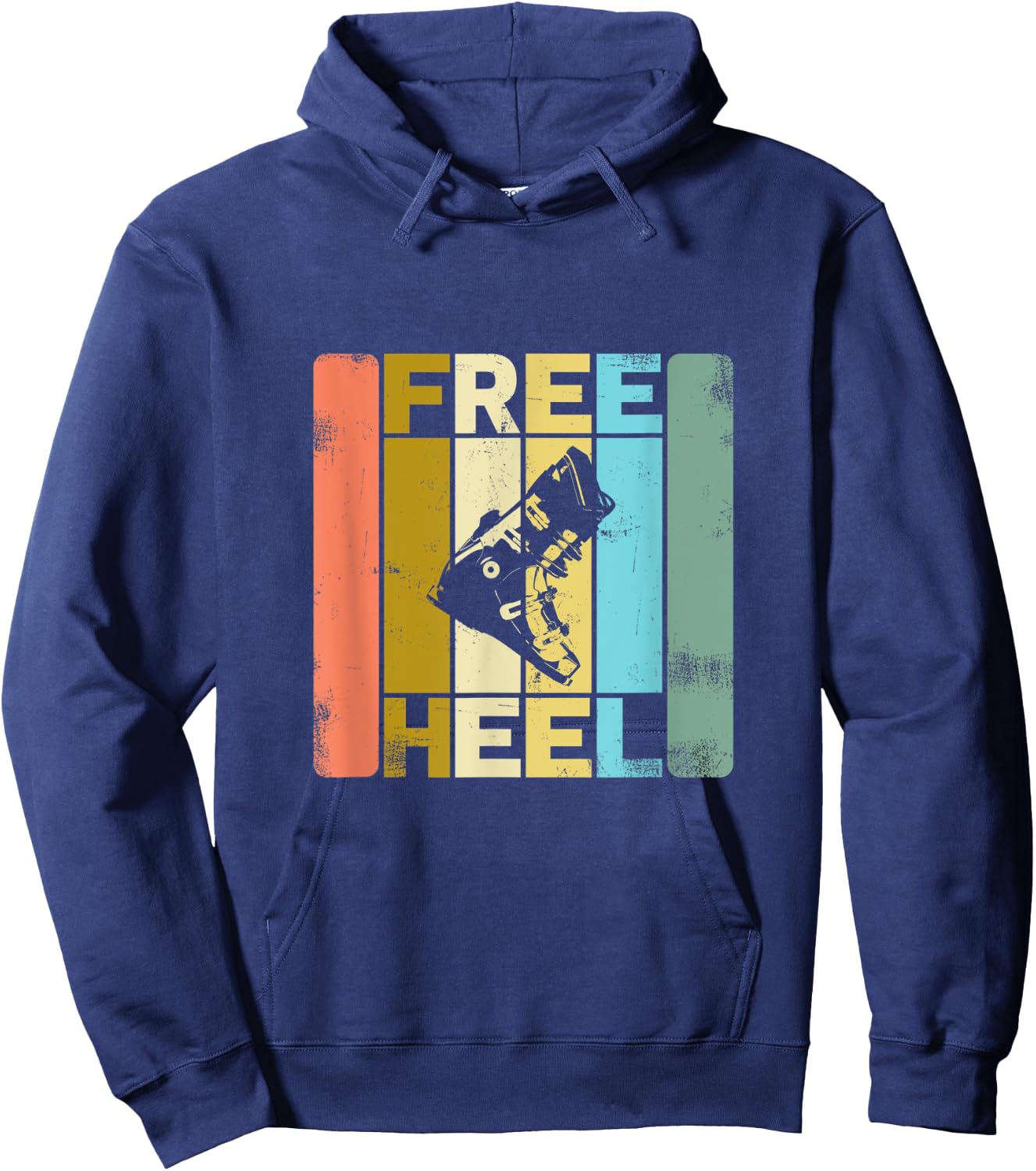 Free Heel Skiing Telemark Ski Retro Hoodie - Hoodie | Navy