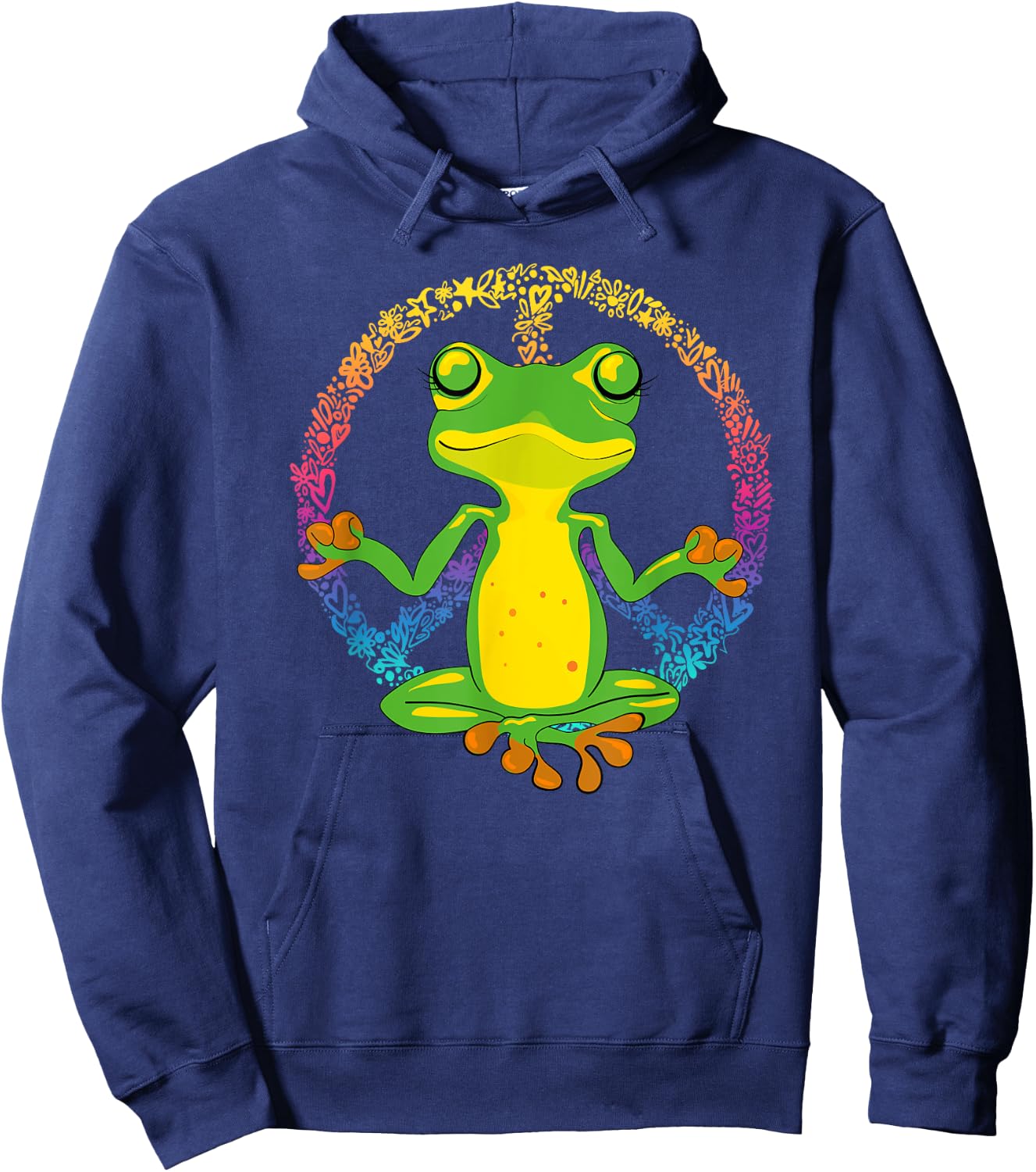 Peace Sign Yoga Frogs Cool Peace Frog Tie Dye Hoodie - Hoodie | Navy