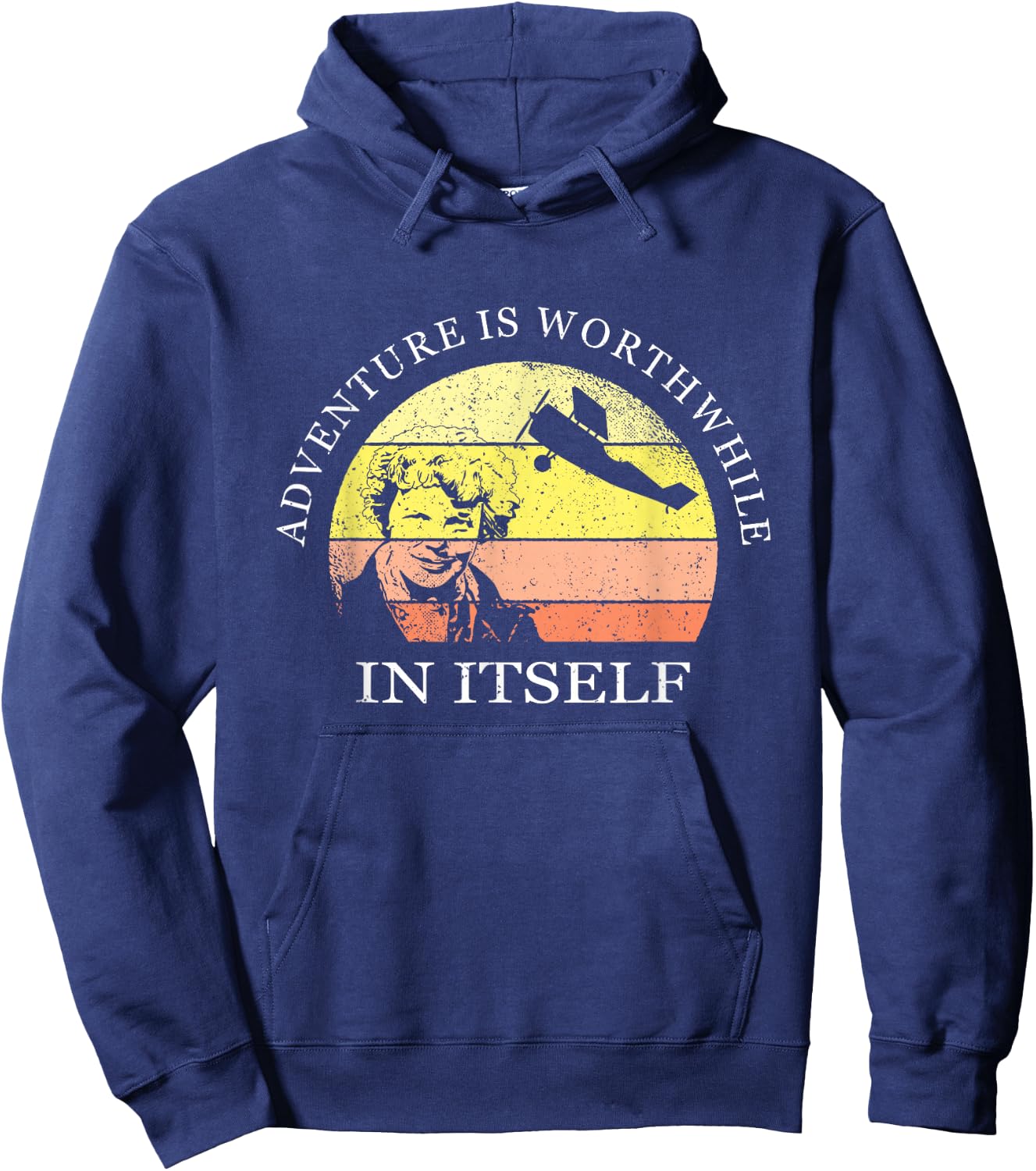 Adventure is Worthwhile in Itself Earhart Day Hoodie - Hoodie | Navy