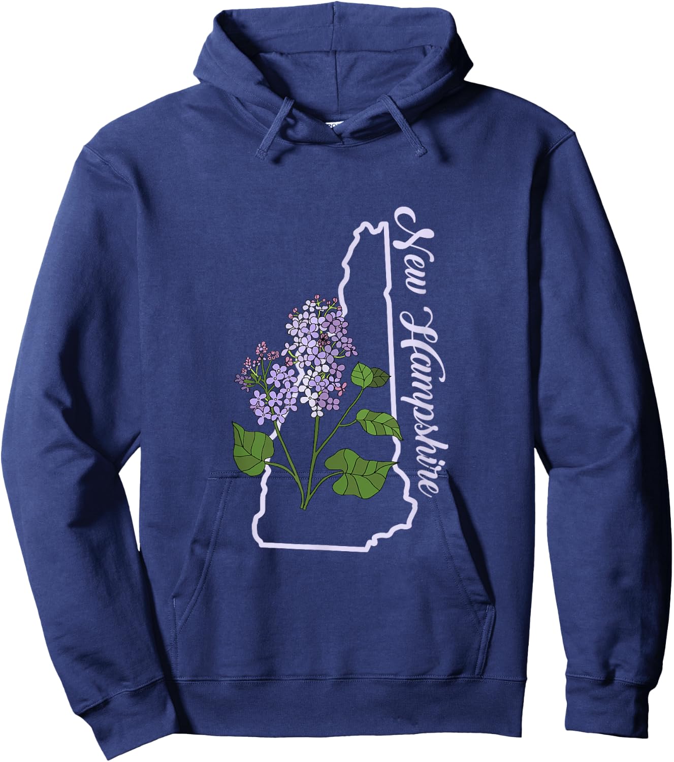 State of New Hampshire Purple Lilac Flower Hoodie - Hoodie | Navy