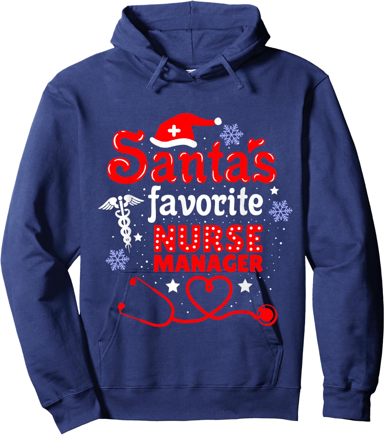 Santas Favorite Nurse Manager Christmas Hoodie - Hoodie | Navy
