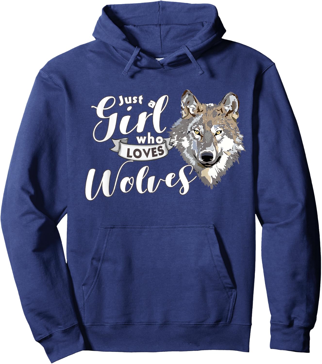 Just a Girl Who Loves Wolves Cute and Girls Hoodie - Hoodie | Navy