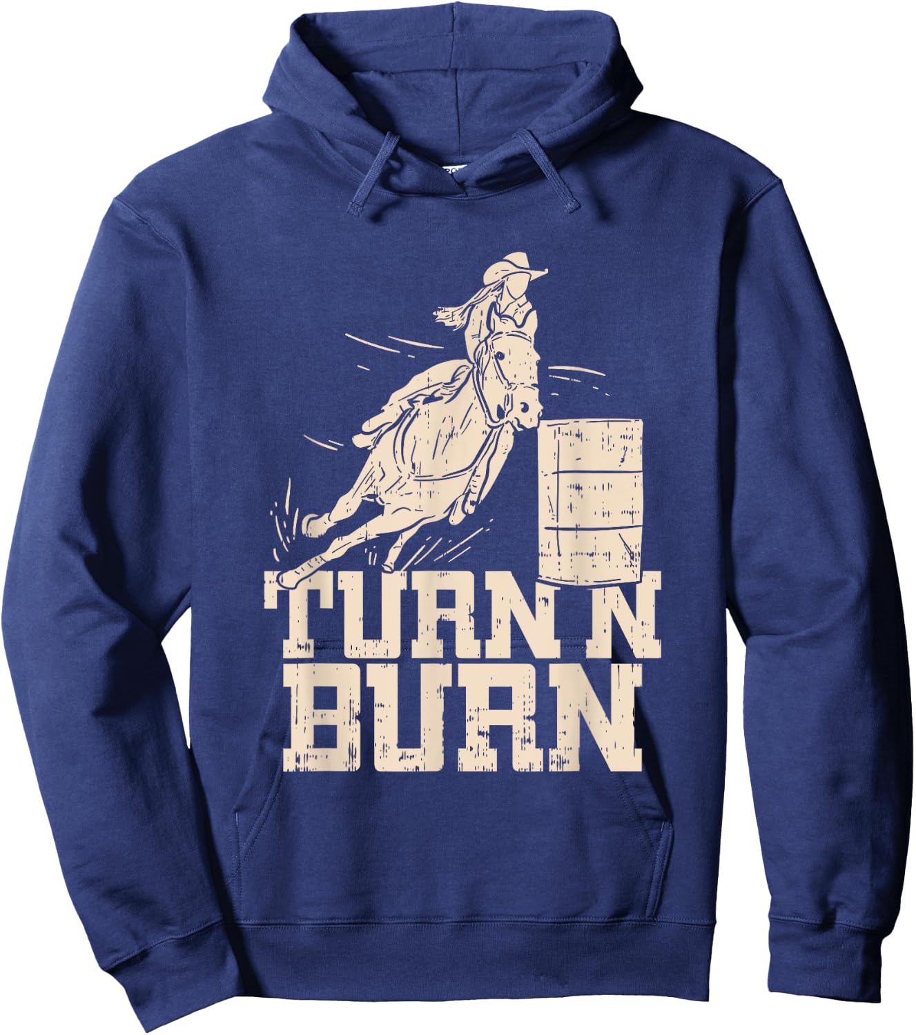 Rodeo Lover Turn N Burn Funny Barrel Racing Hoodie - Hoodie | Navy