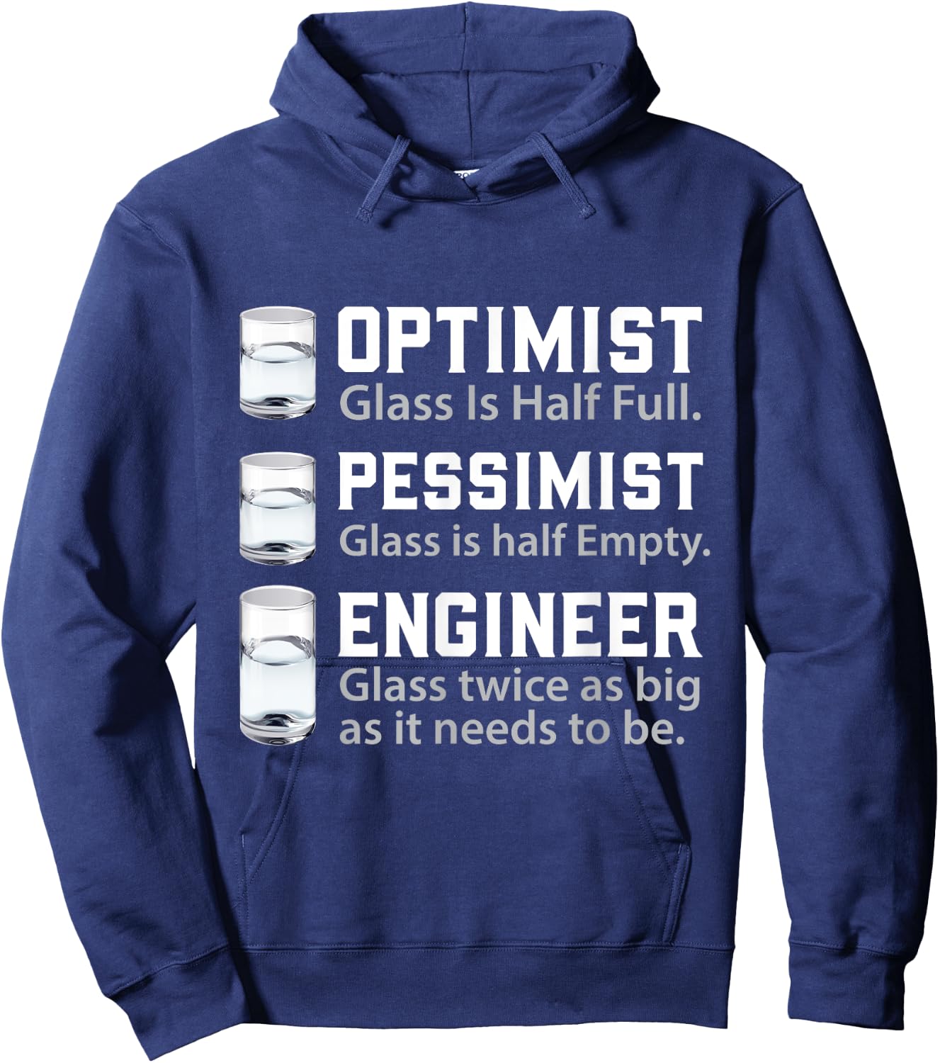 Optimist Pessimist Engineer Funny Engineering Hoodie - Hoodie | Navy