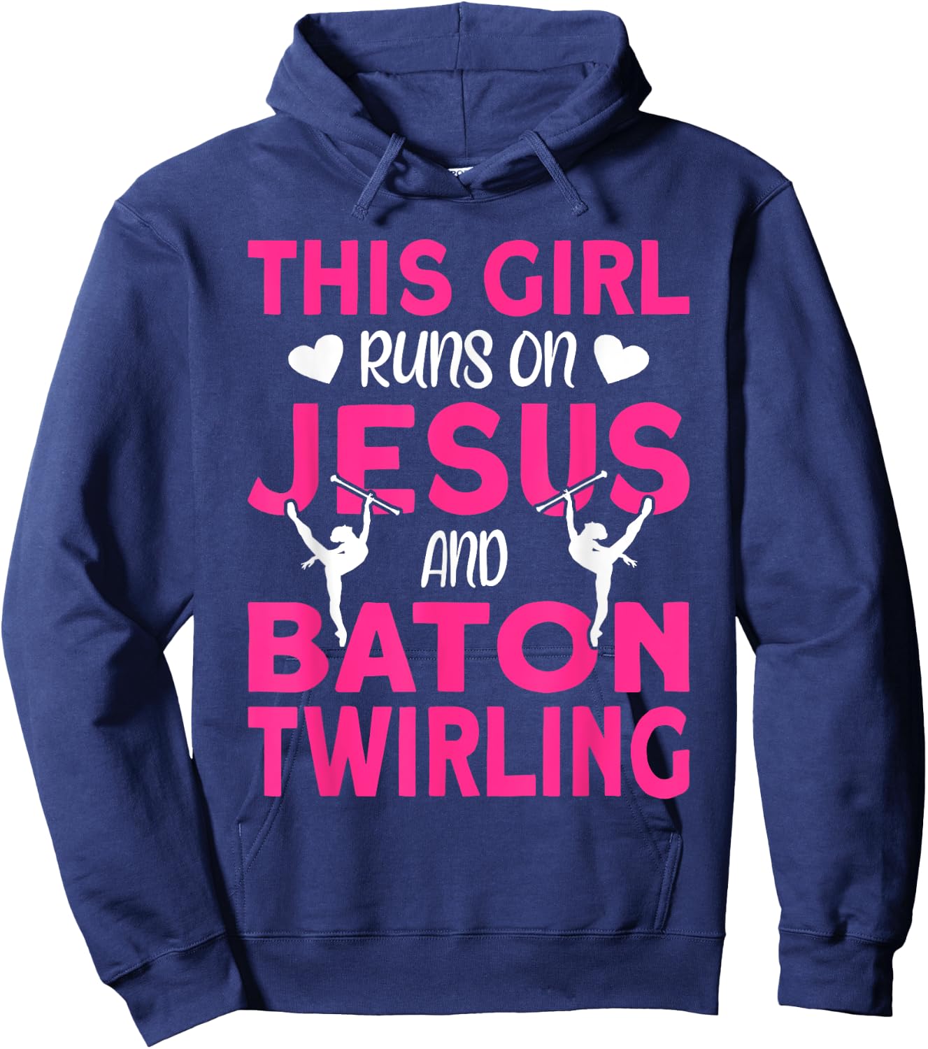This Girl runs on Jesus and Baton Twirling Hoodie - Hoodie | Navy
