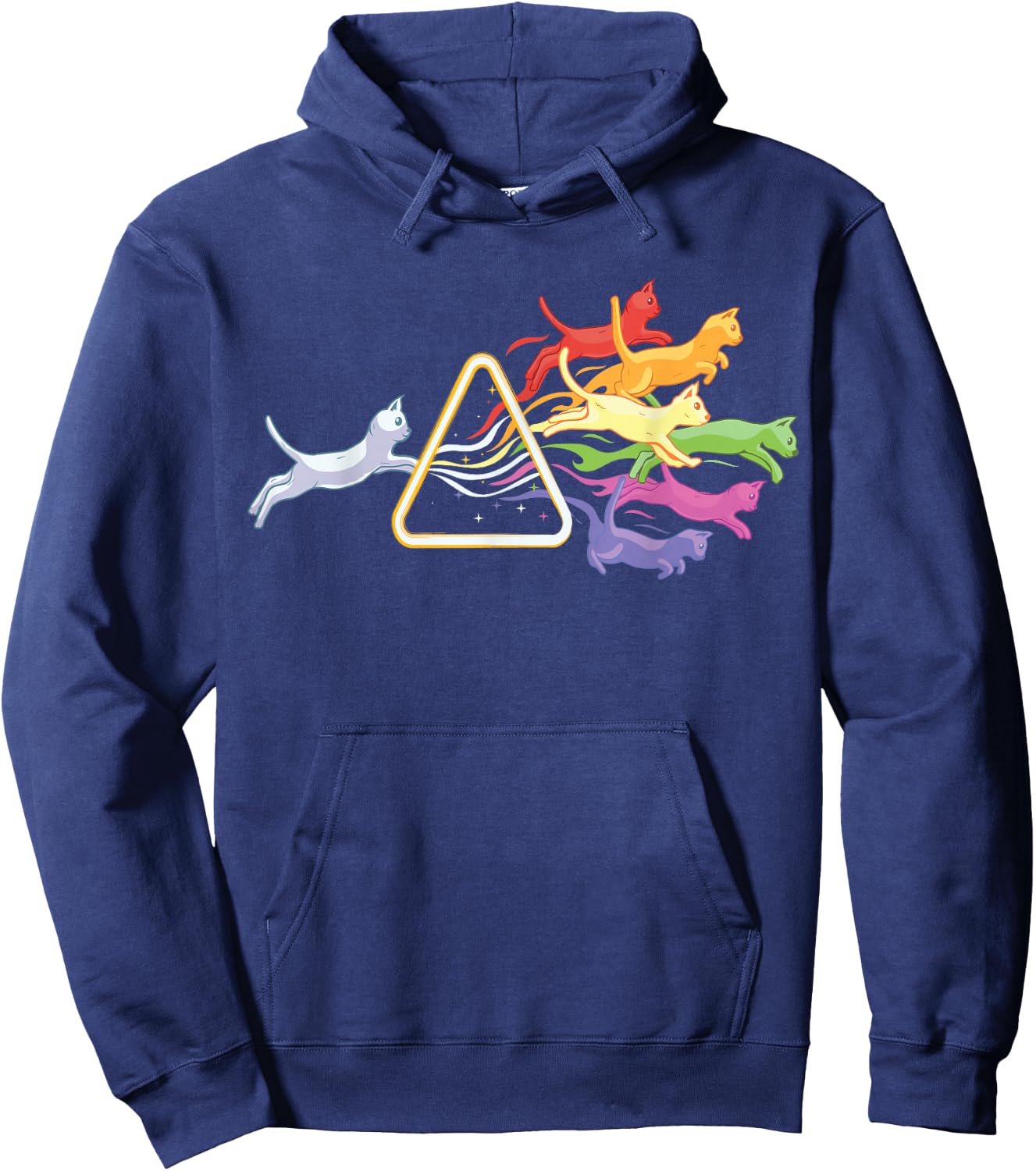 Cat Prism Rainbow Light Funny Physics Science Hoodie - Hoodie | Navy