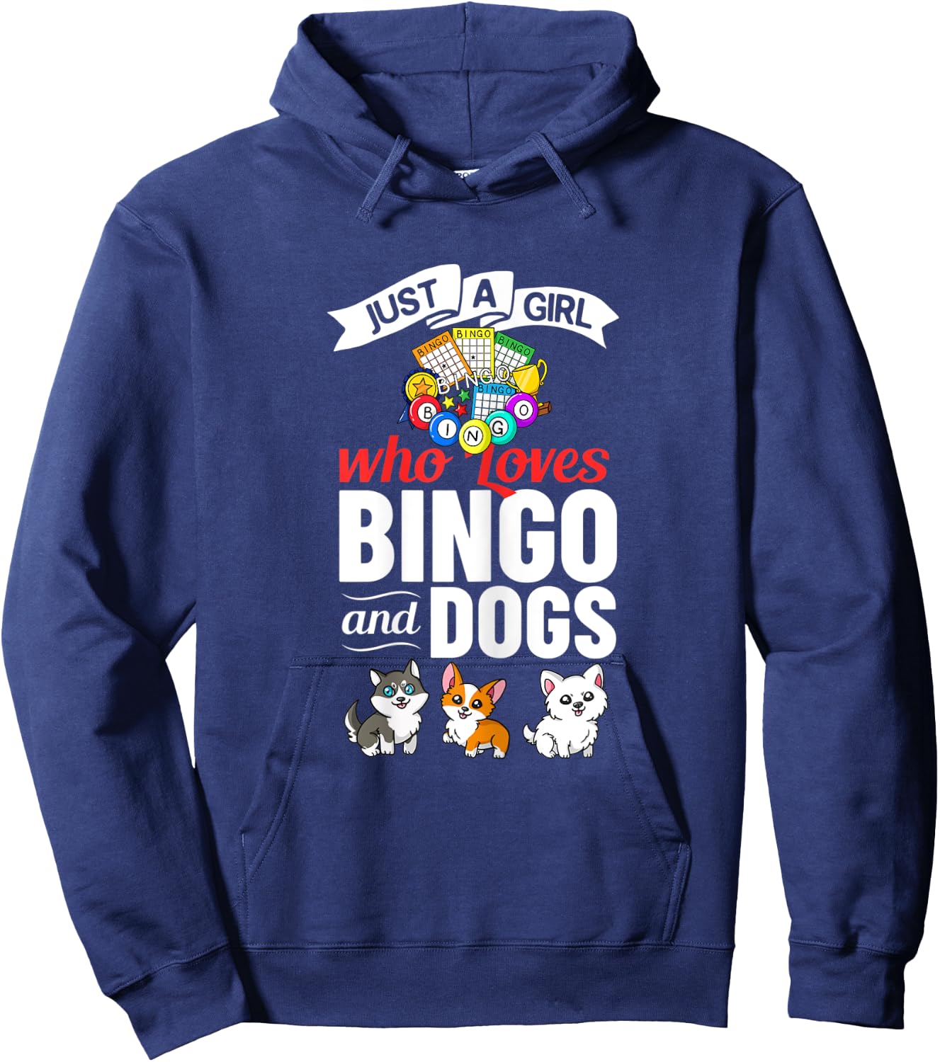 Dog Bingo Game Player Caller Card Board Balls Hoodie - Hoodie | Navy