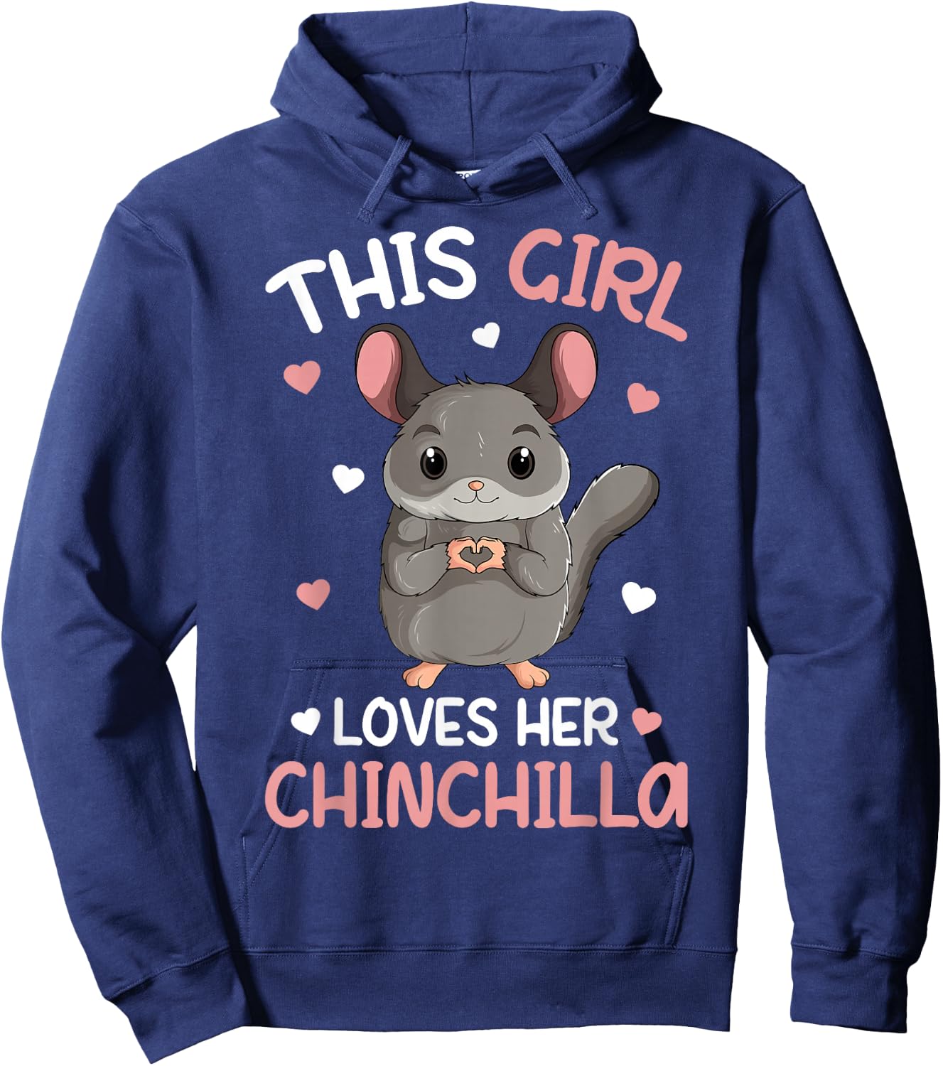 This Girl loves her Chinchilla Kids Girls Hoodie - Hoodie | Navy
