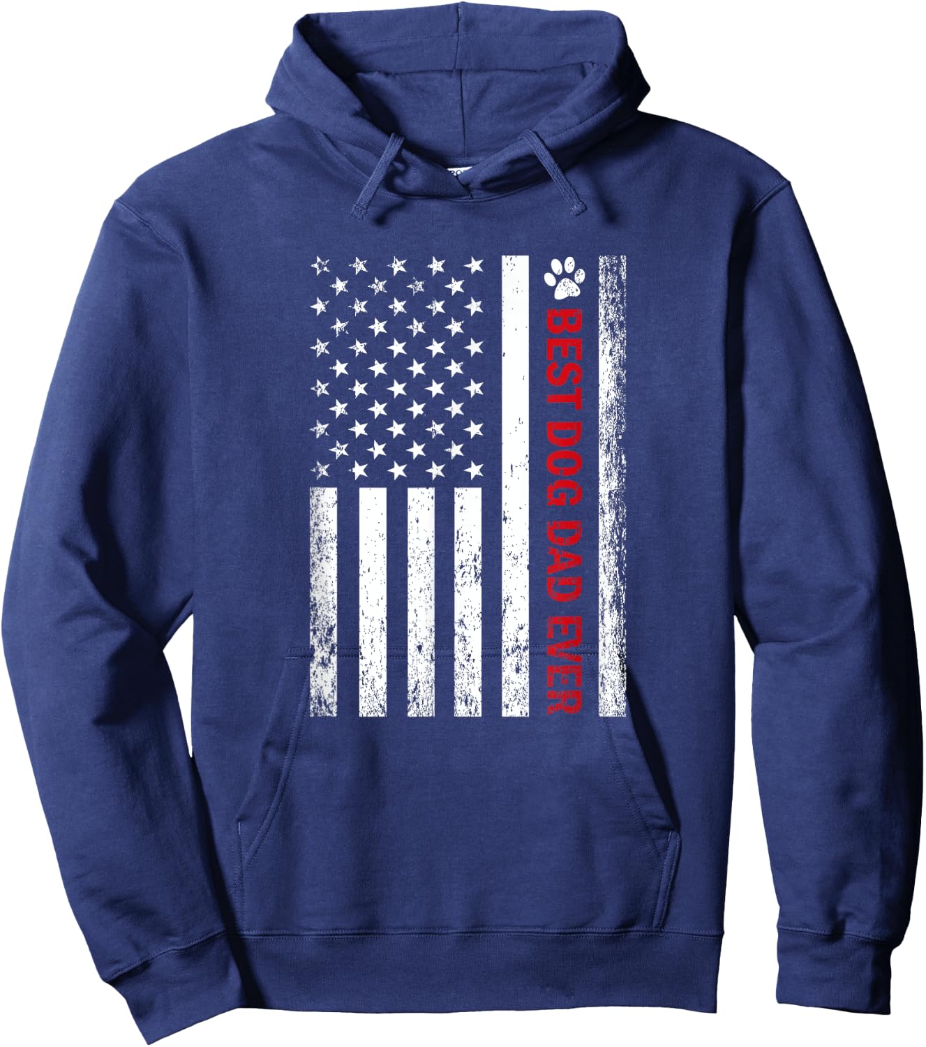 Best Dog Dad Ever American Flag Hoodie - Hoodie | Navy