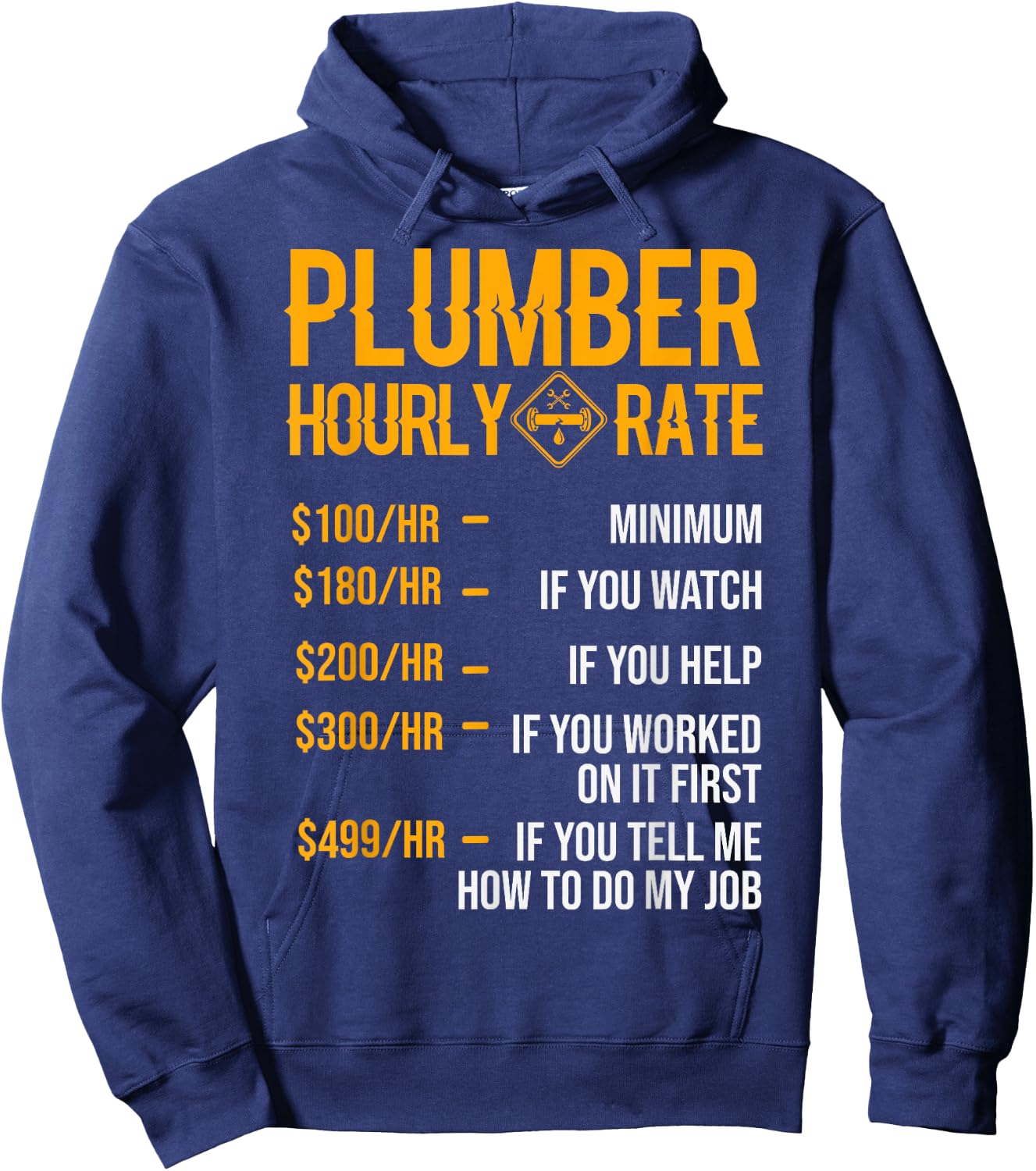 Funny Plumber Men's - Plumber Hourly Rate Hoodie - Hoodie | Navy
