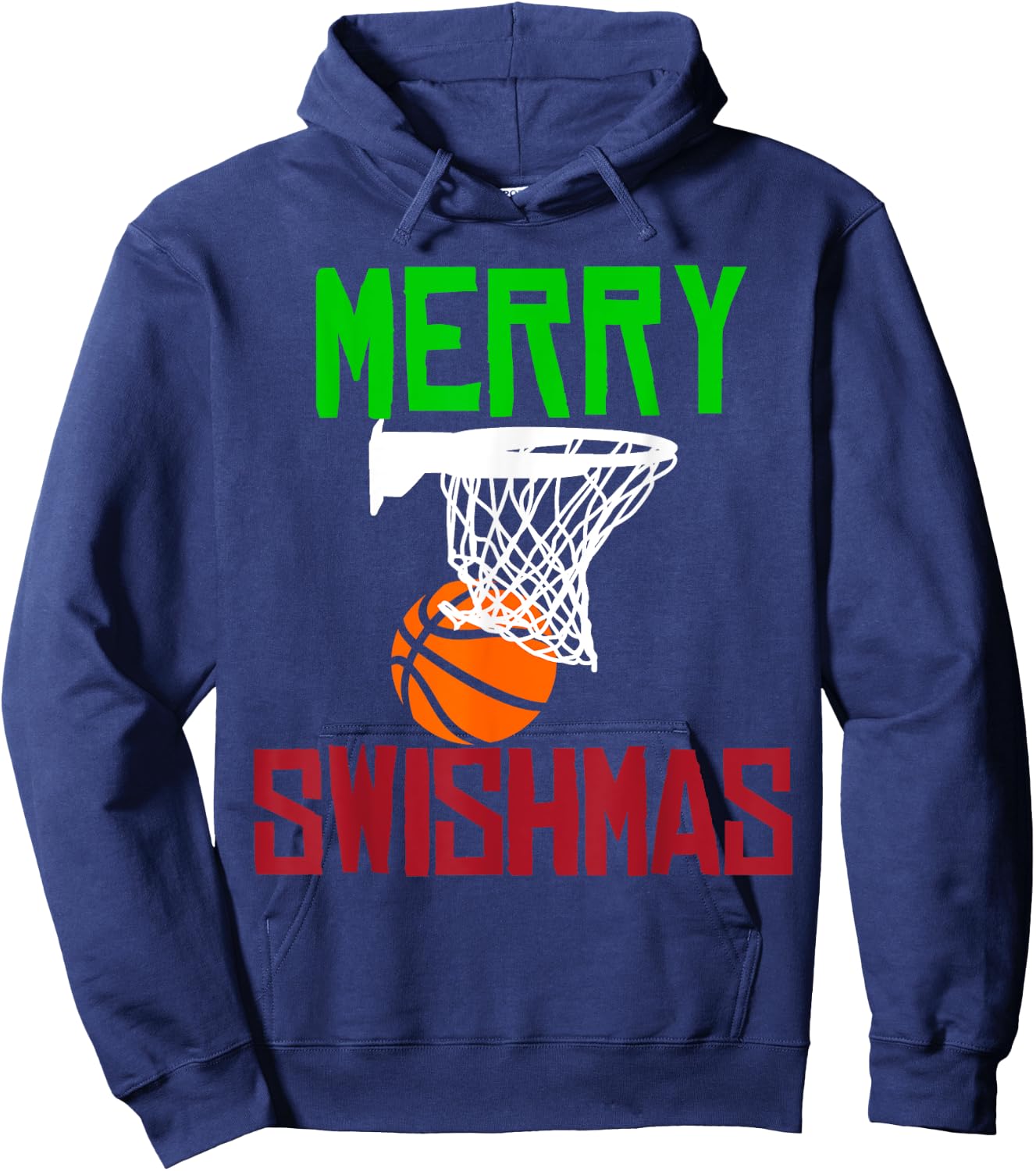 Merry Swishmas funny Christmas basketball Hoodie - Hoodie | Navy