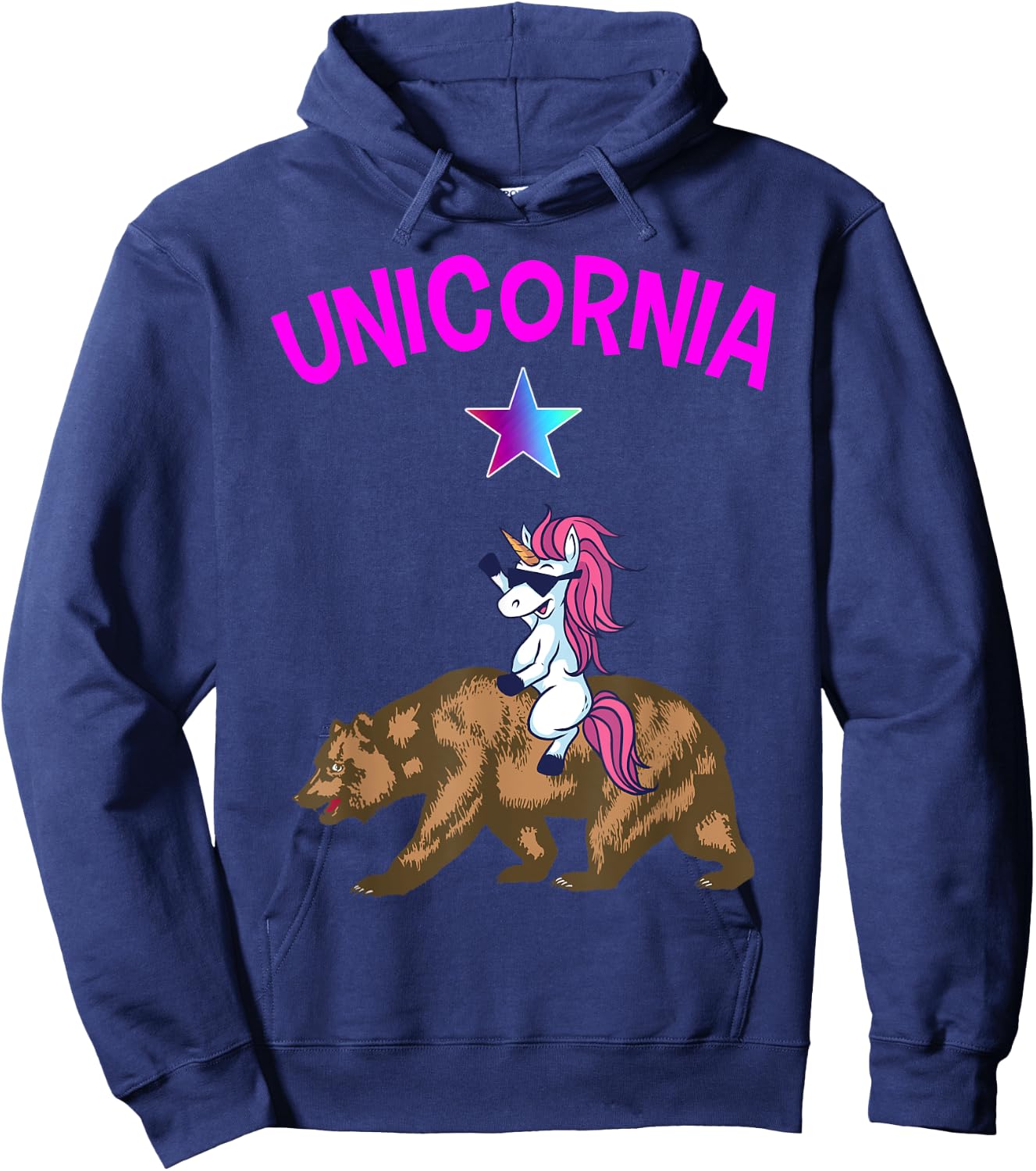 Unicornia Shirt Funny California Unicorn Gift Hoodie - Hoodie | Navy