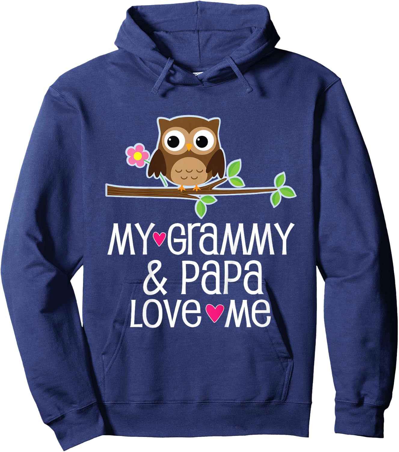 My Grammy and Papa Love Me Granddaughter Owl Hoodie - Hoodie | Navy