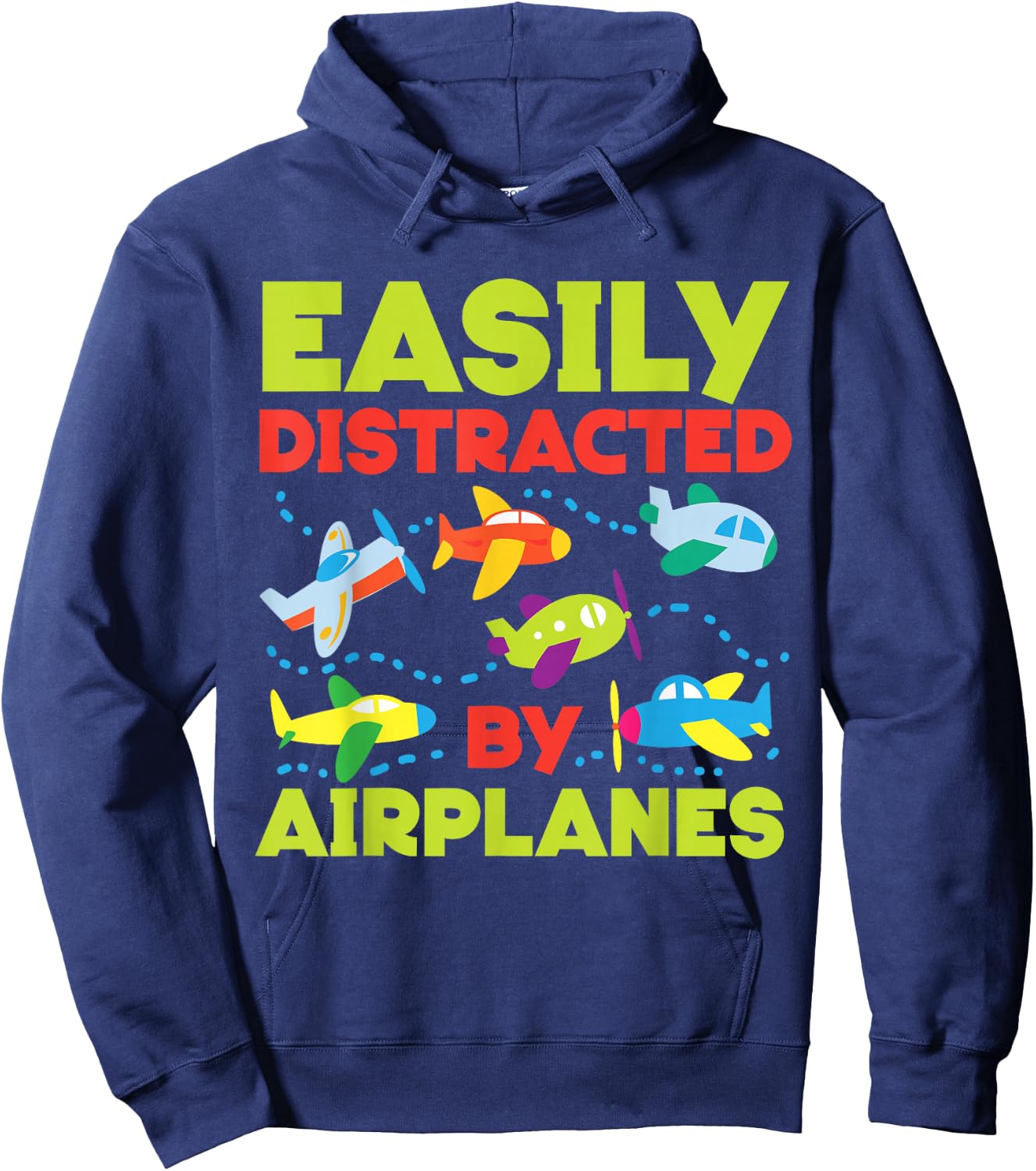 Easily Distracted By Airplanes For Kids Hoodie - Hoodie | Navy