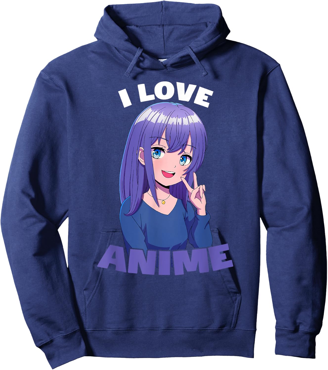 I Love Anime Girl Hoodie - Hoodie | Navy