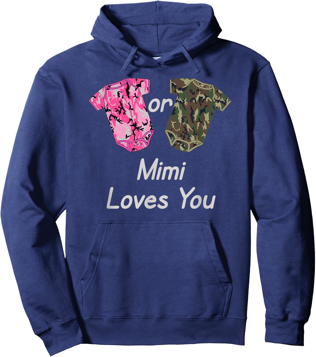 Gender Reveal Mimi Pink or Green Camoflage Hoodie - Hoodie | Navy