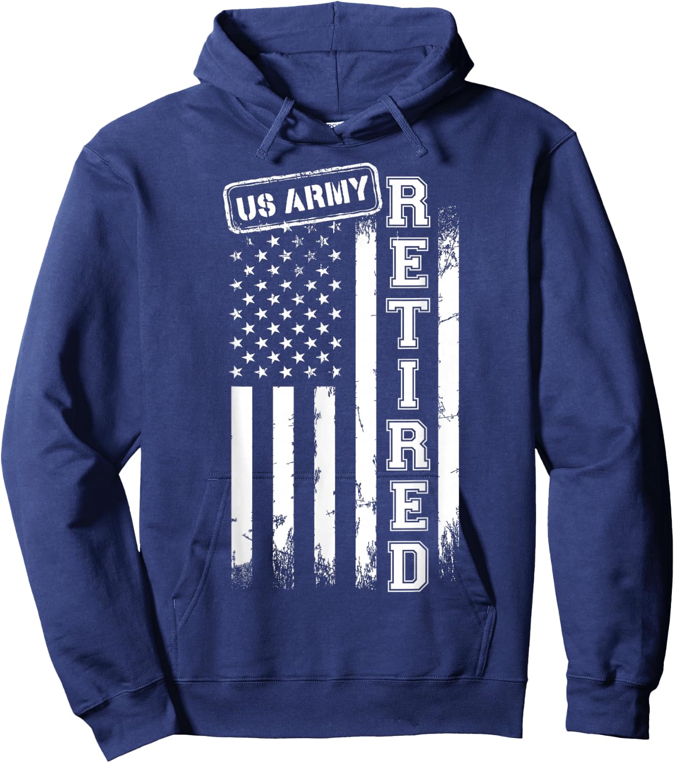 US Army Retired American Flag Vintage Patriotic Hoodie - Hoodie | Navy