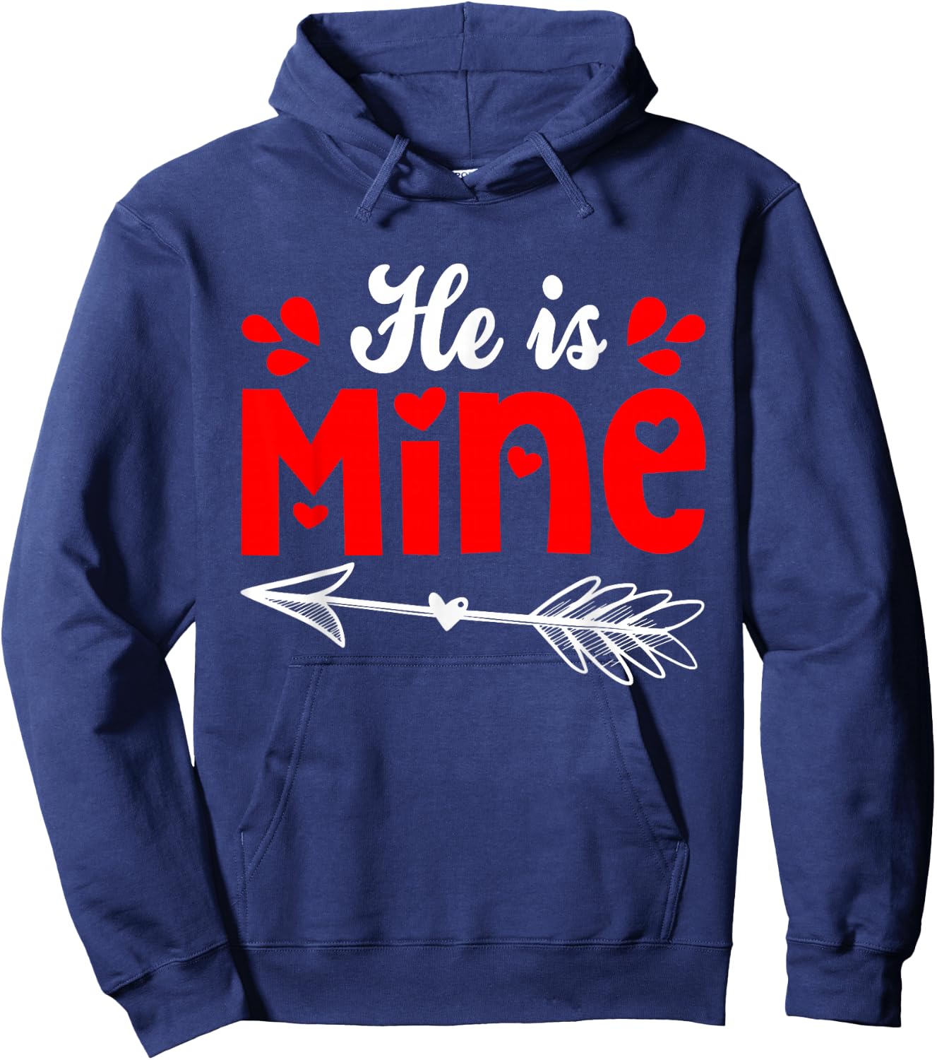 He Is Mine Matching Couple Valentine's Day Her Hoodie - Hoodie | Navy