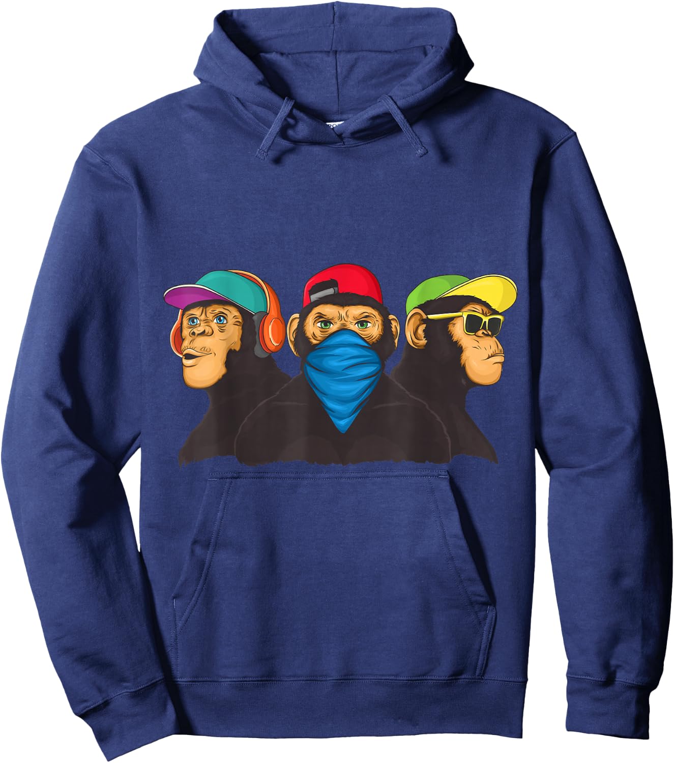 Three wise monkeys masked modern graffiti Hoodie - Hoodie | Navy