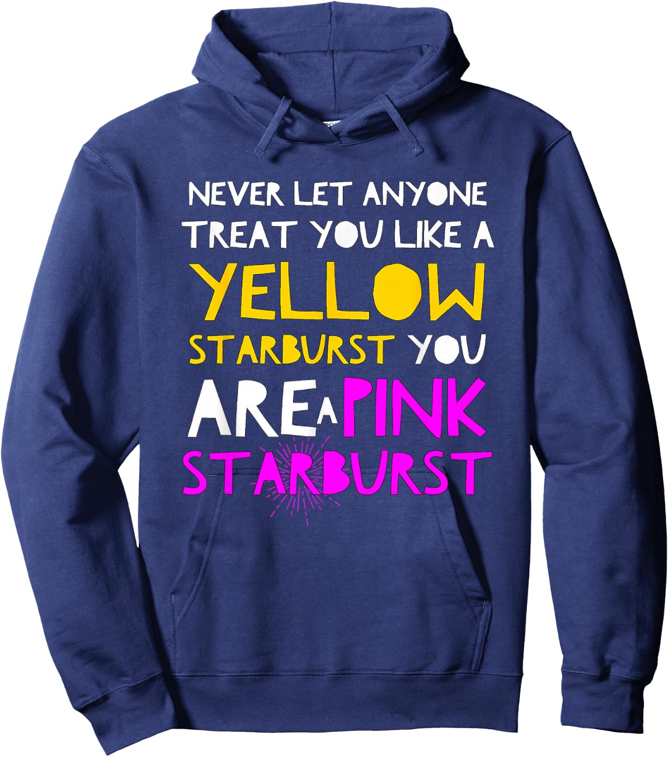 Yellow Starburst Pink Starburst T Shirt Hoodie - Hoodie | Navy