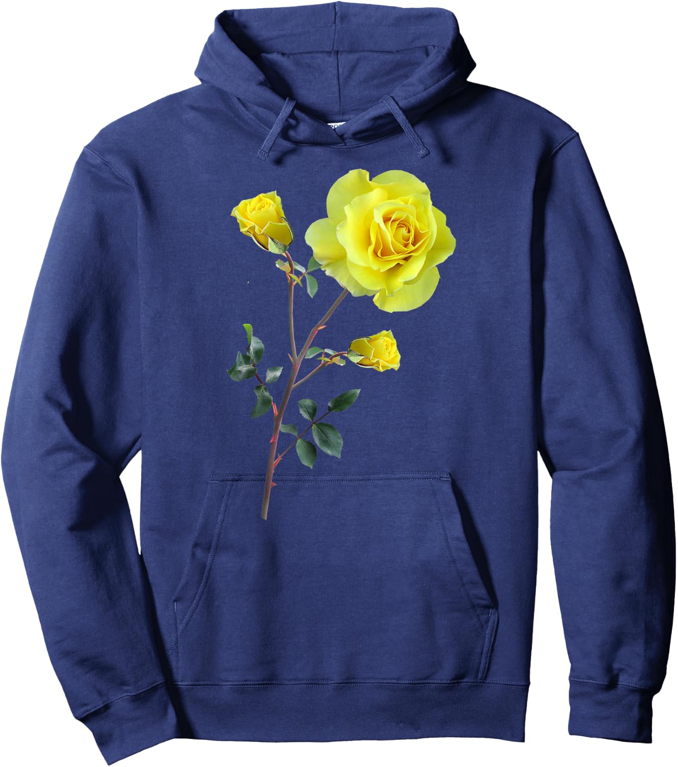 Yellow Rose Botanical Shirt Hoodie - Hoodie | Navy
