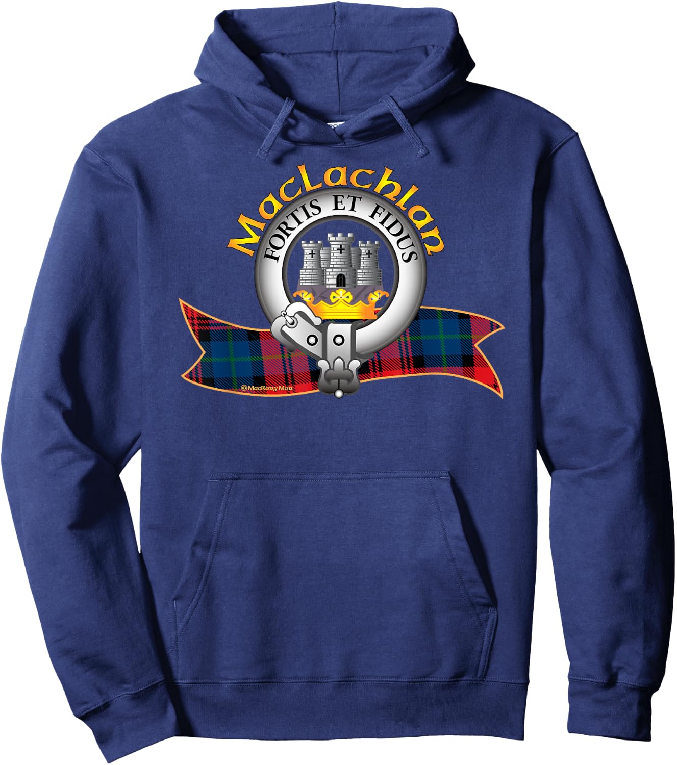 MacLachlan Clan Tartan Crest Motto Hoodie - Hoodie | Navy