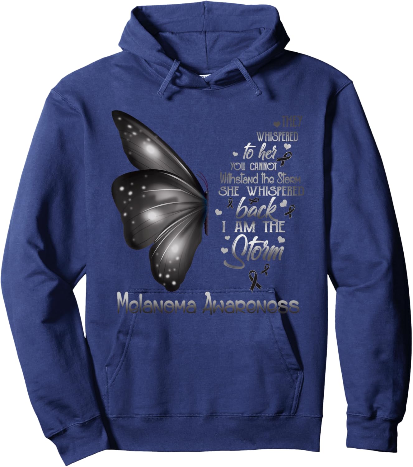 I am the storm Melanoma Awareness Butterfly Hoodie - Hoodie | Navy