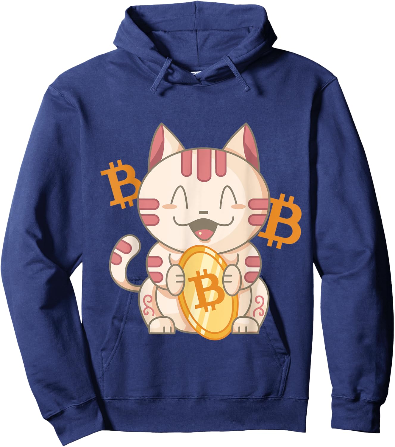 Lucky Chinese Bitcoin Cat Hoodie - Hoodie | Navy