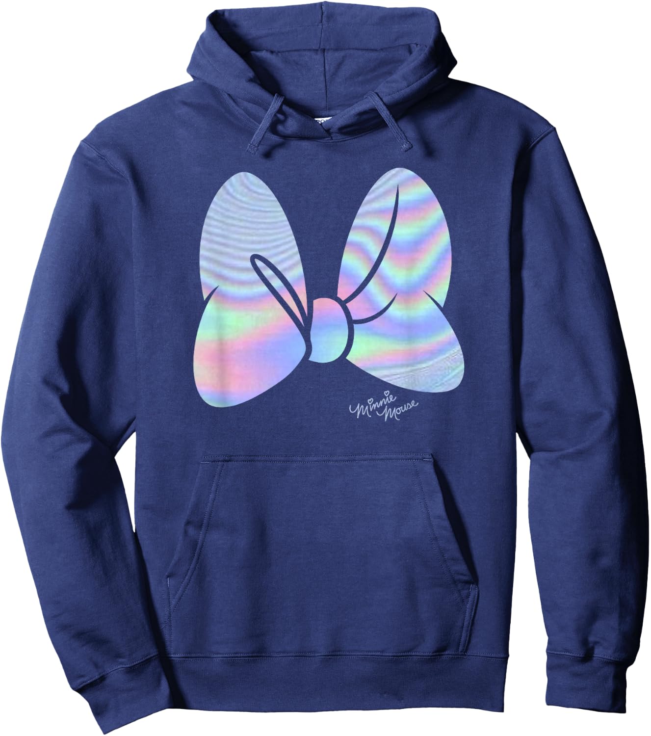 Disney Minnie Mouse Holographic Neon Minnie Bow Hoodie - Hoodie | Navy