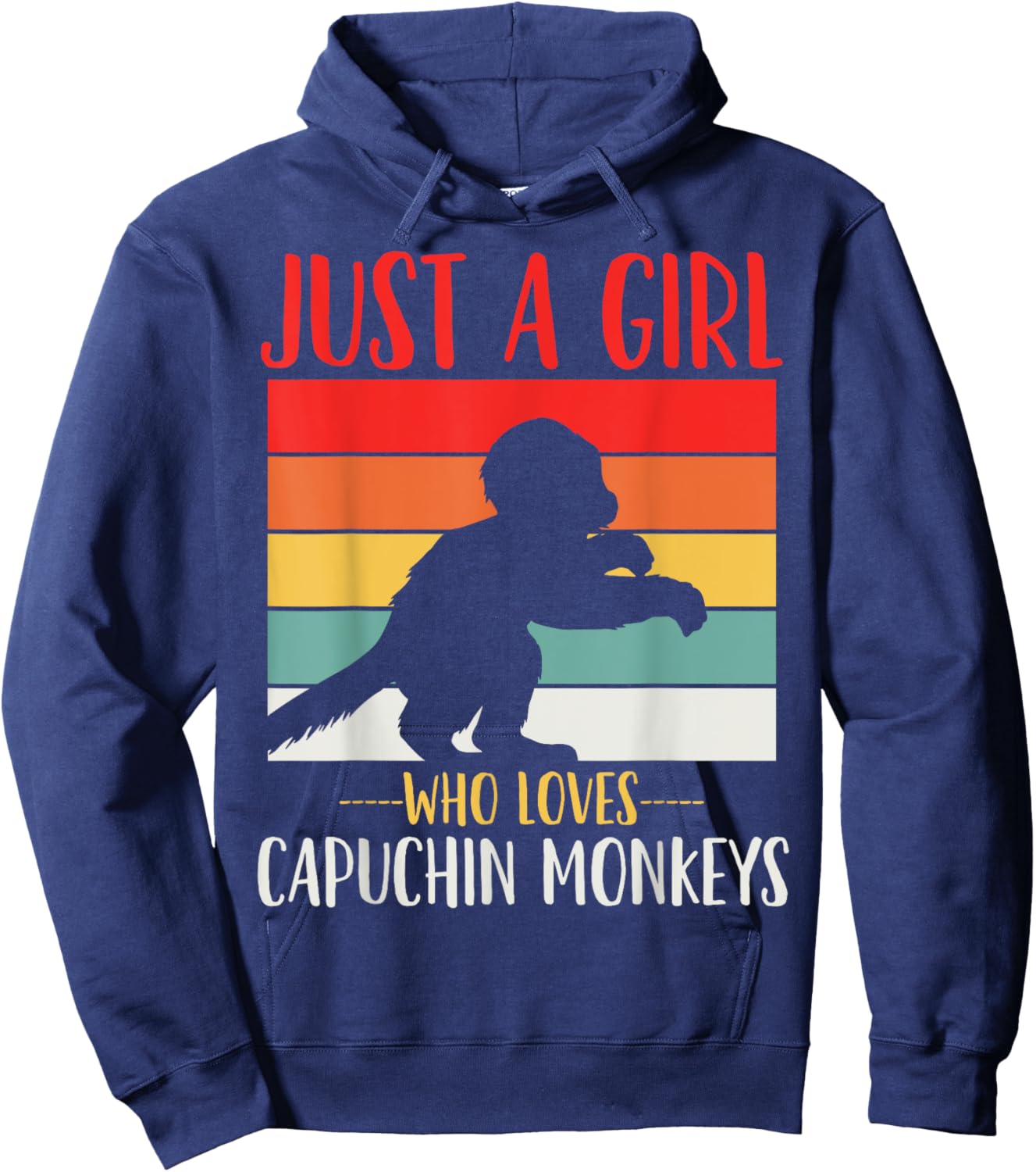 Just a Girl Who Loves Capuchin Monkeys Retro Hoodie - Hoodie | Navy