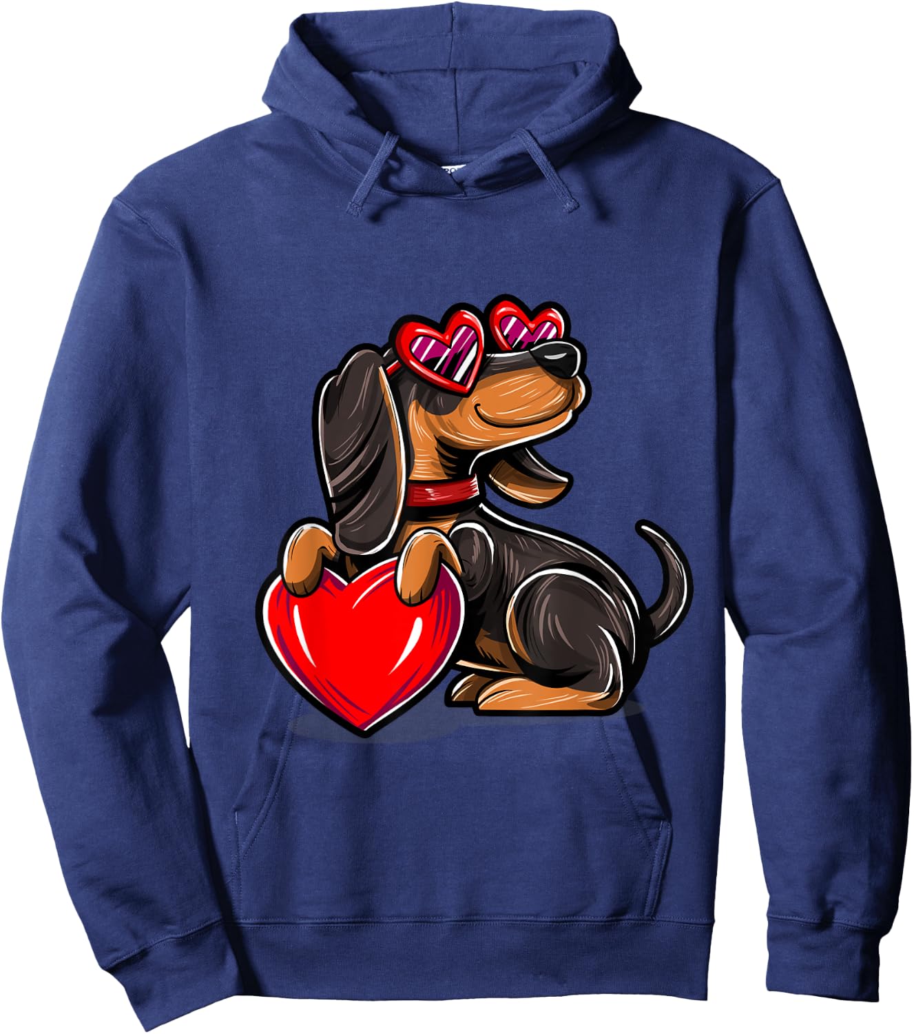 Dachshund valentine dog valentines day Hoodie - Hoodie | Navy