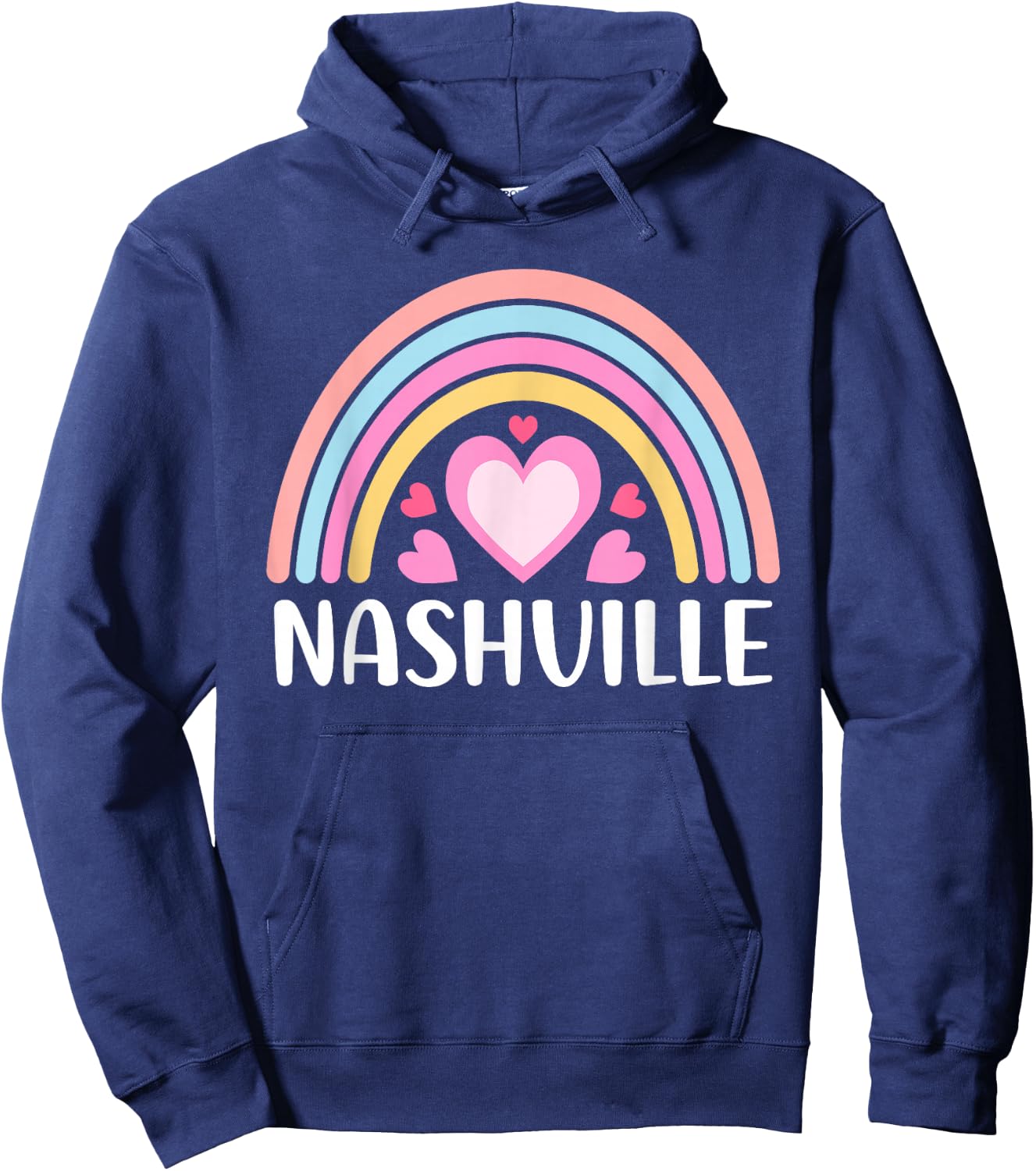 Nashville Nashville Rainbow Cute Nashville Hoodie - Hoodie | Navy