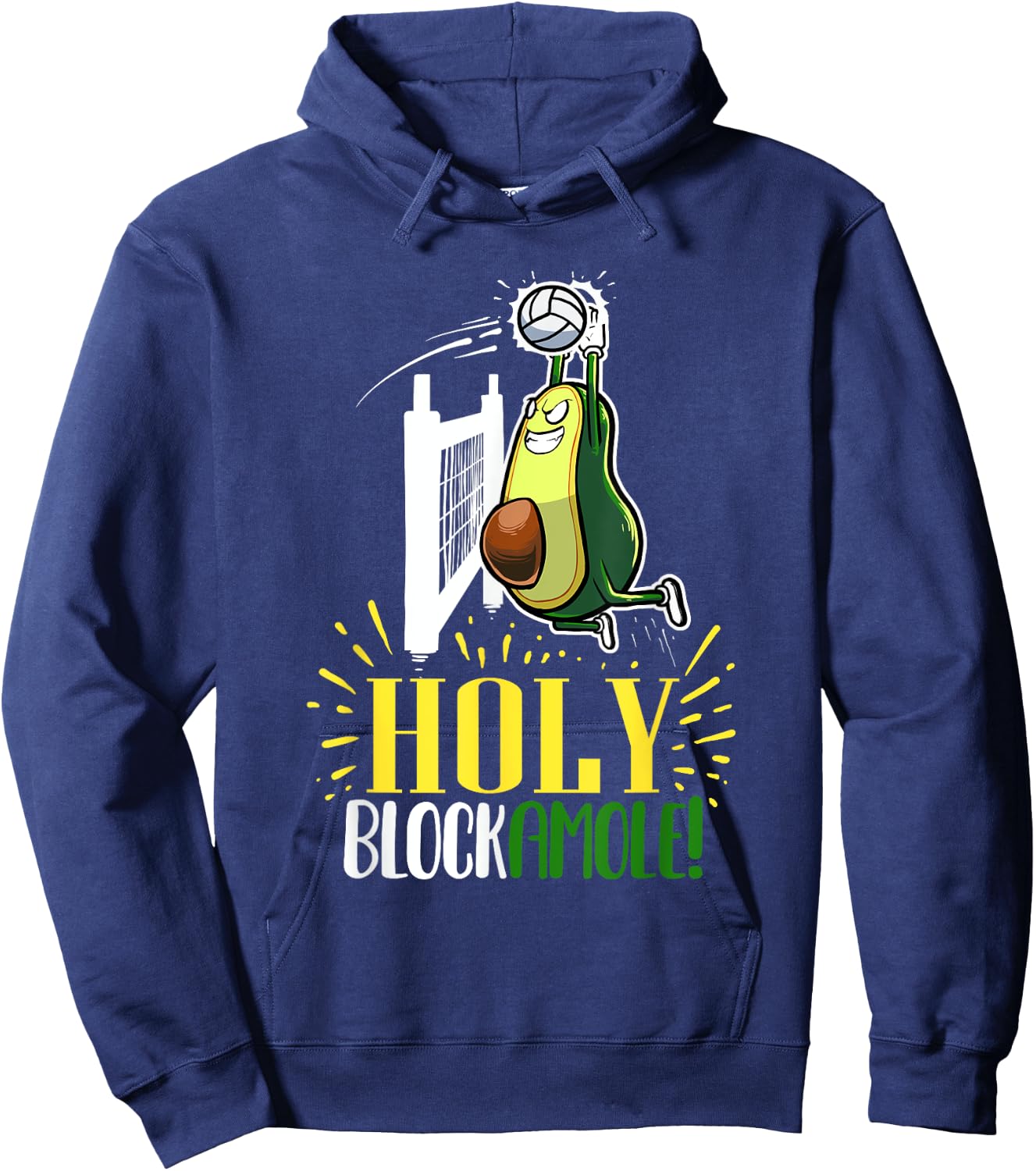 Holy Blockamole Funny Avocado Beach Volleyball Hoodie - Hoodie | Navy