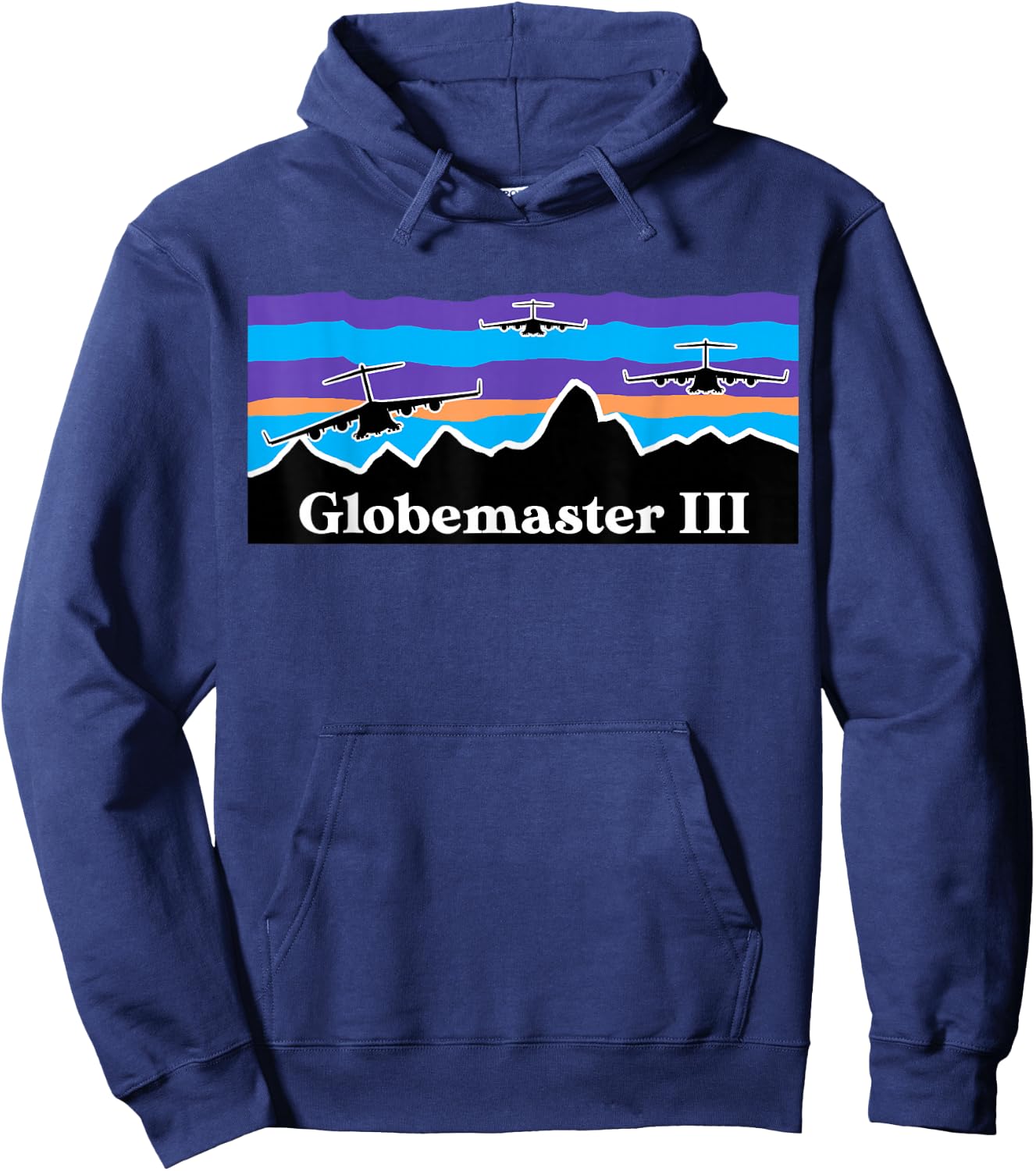 Mountain Airdrop Globemaster III Cargo Airplane Hoodie - Hoodie | Navy