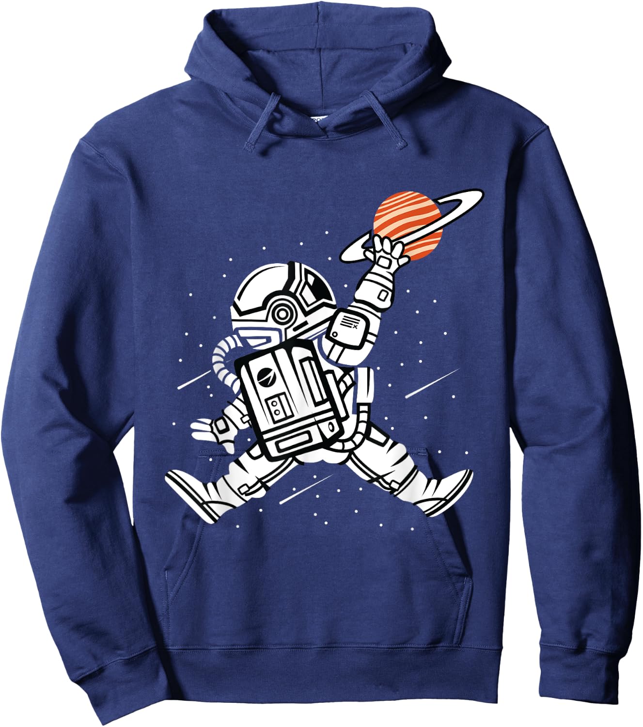 Astronaut Dunking Saturn Basketball in Space Hoodie - Hoodie | Navy