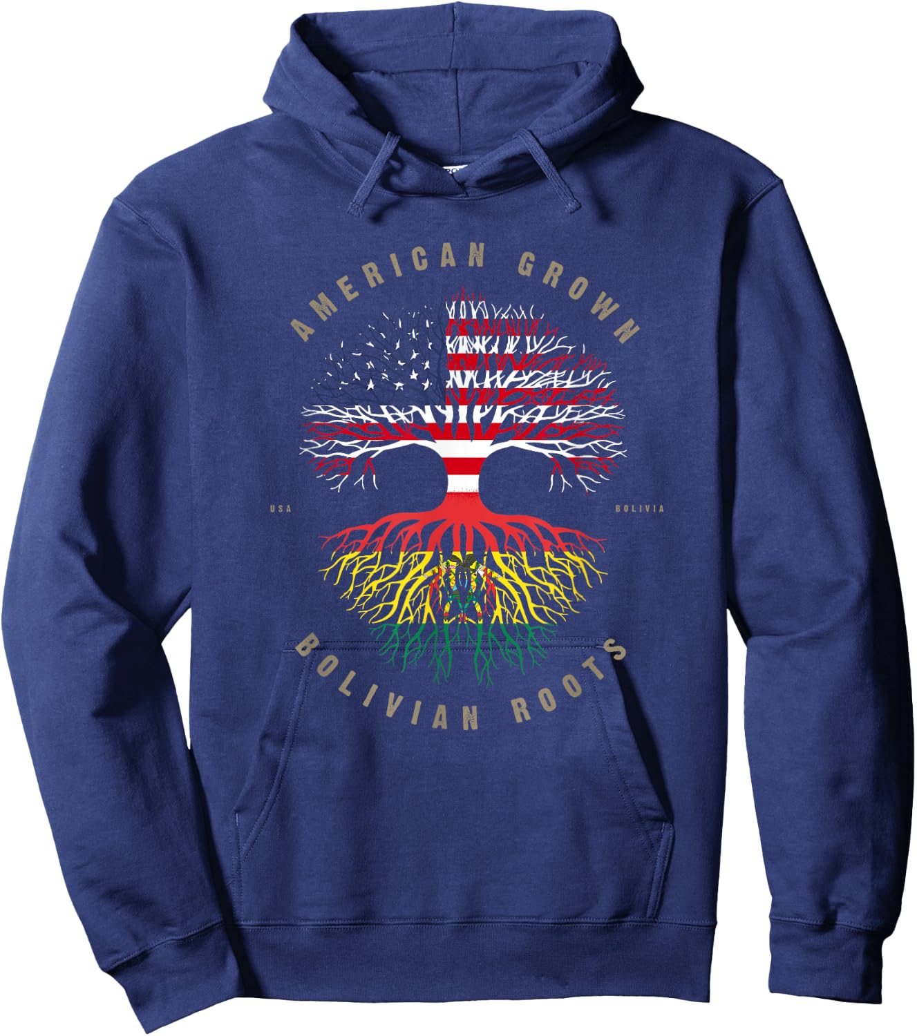 American Grown Bolivian Roots Bolivia Flag Hoodie - Hoodie | Navy