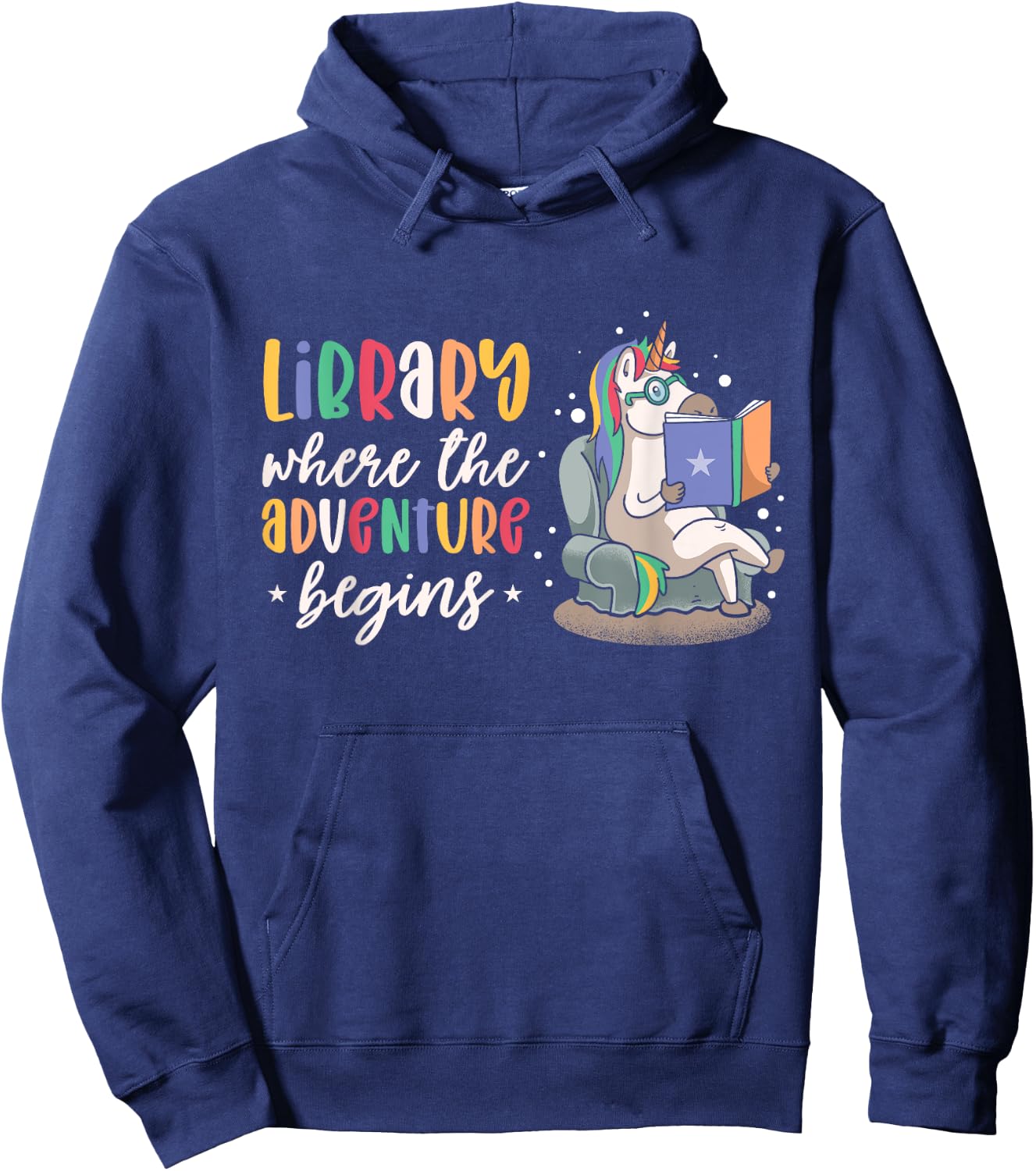 Librarian book Reader Reading Unicorn adventure Hoodie - Hoodie | Navy
