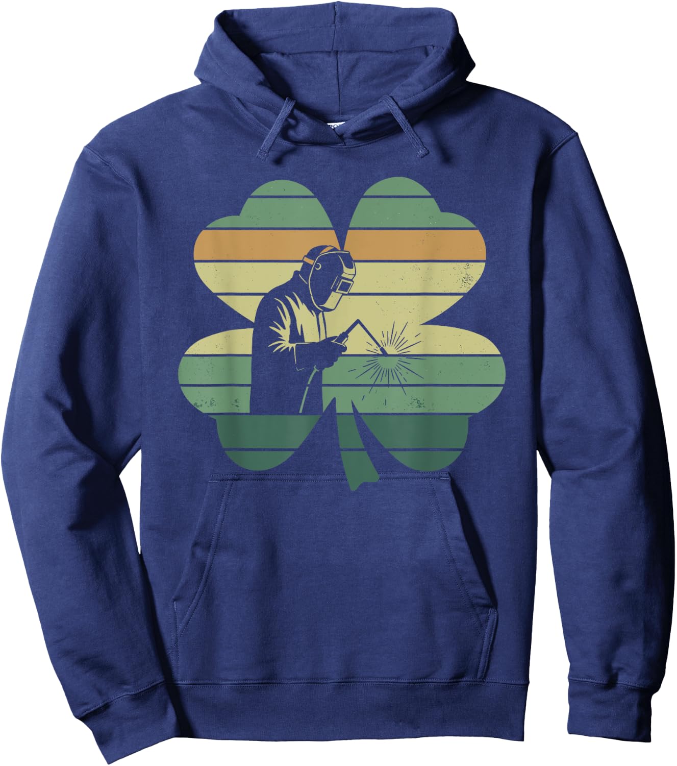 Retro Welding Welder Shamrock Patricks Day Kids Hoodie - Hoodie | Navy