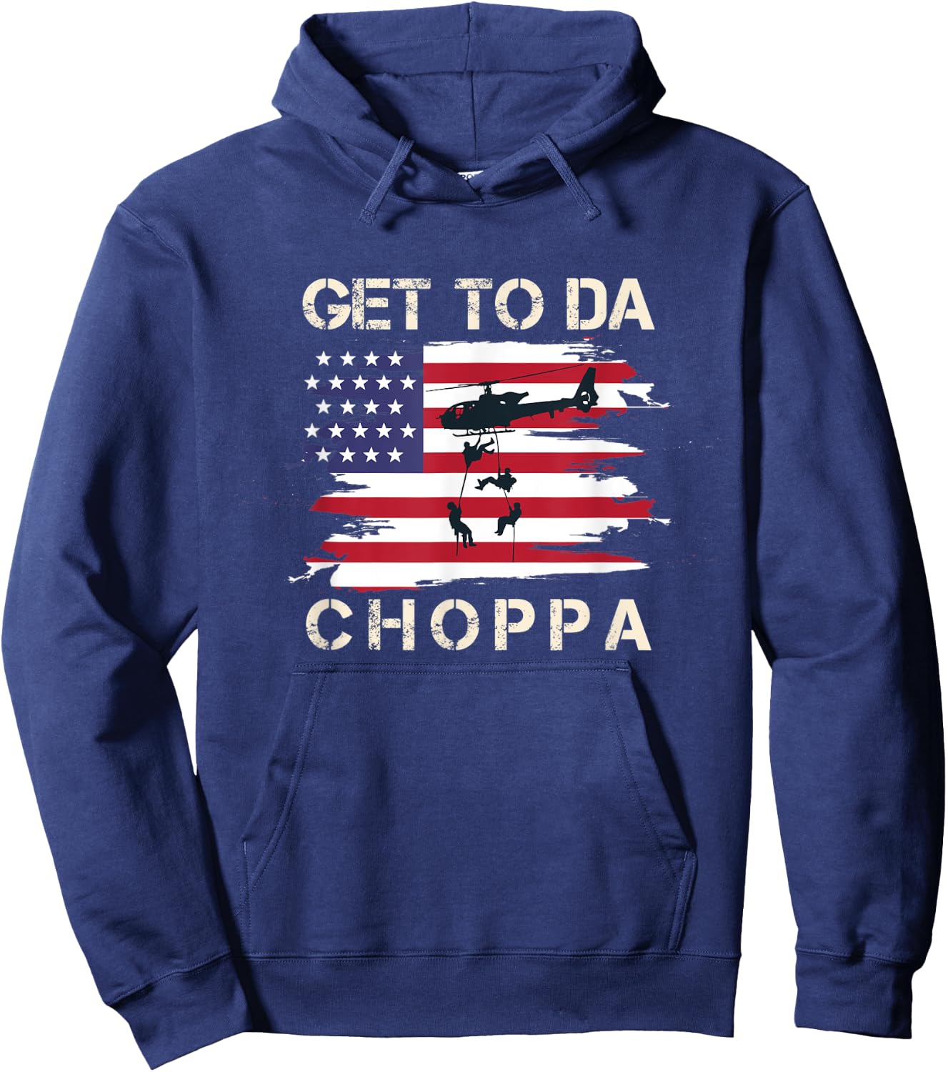 Get To Da Choppa Funny Retro Hoodie - Hoodie | Navy